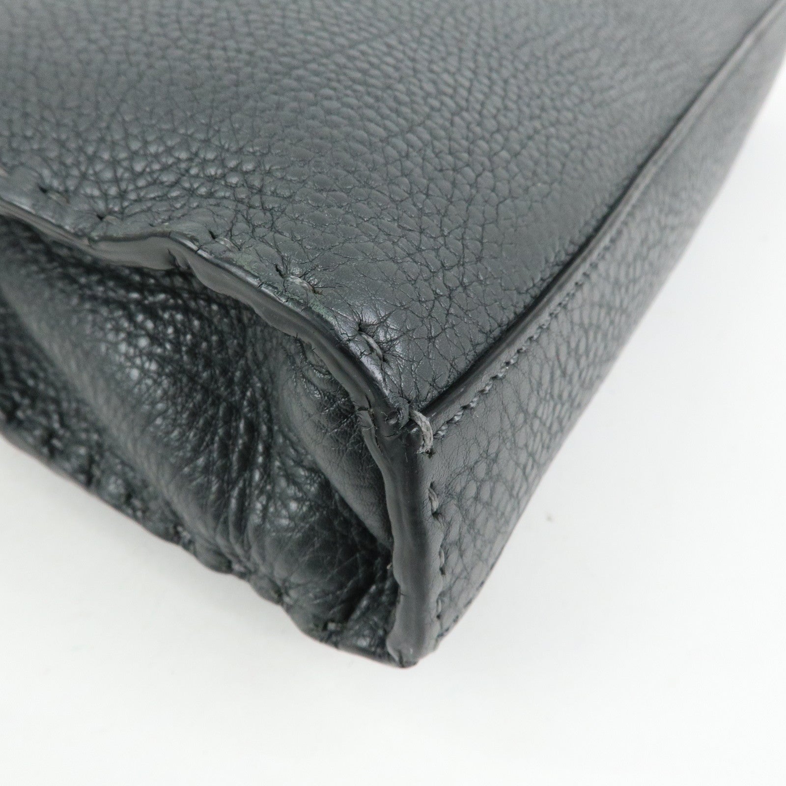 FENDI Selleria Peekaboo Leather 2Way Bag Hand Bag Gray 7VA406