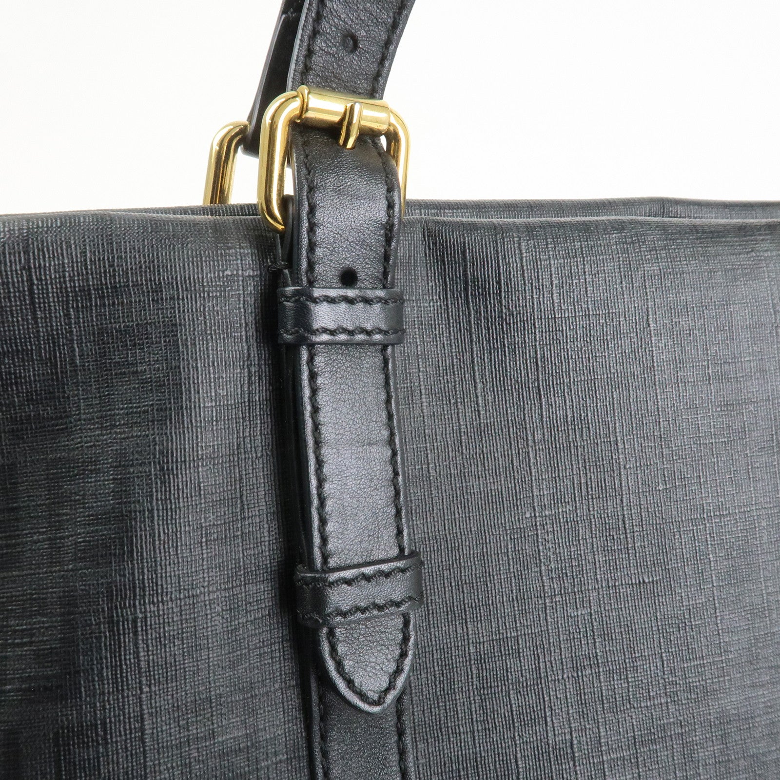 FENDI Zucchino PVC Leather Tote Bag Shoulder Bag Black 8BH215