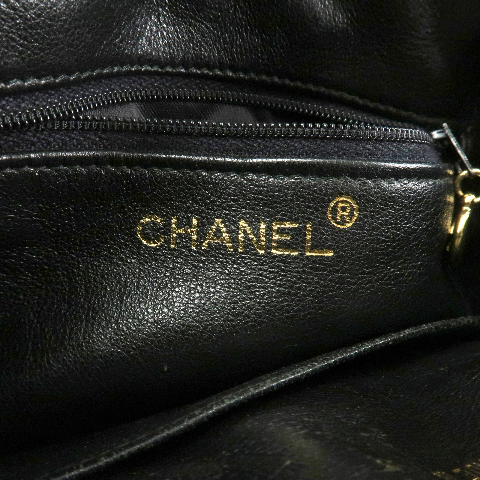 CHANEL Matelasse COCO Mark Lamb Skin Hand Bag Black