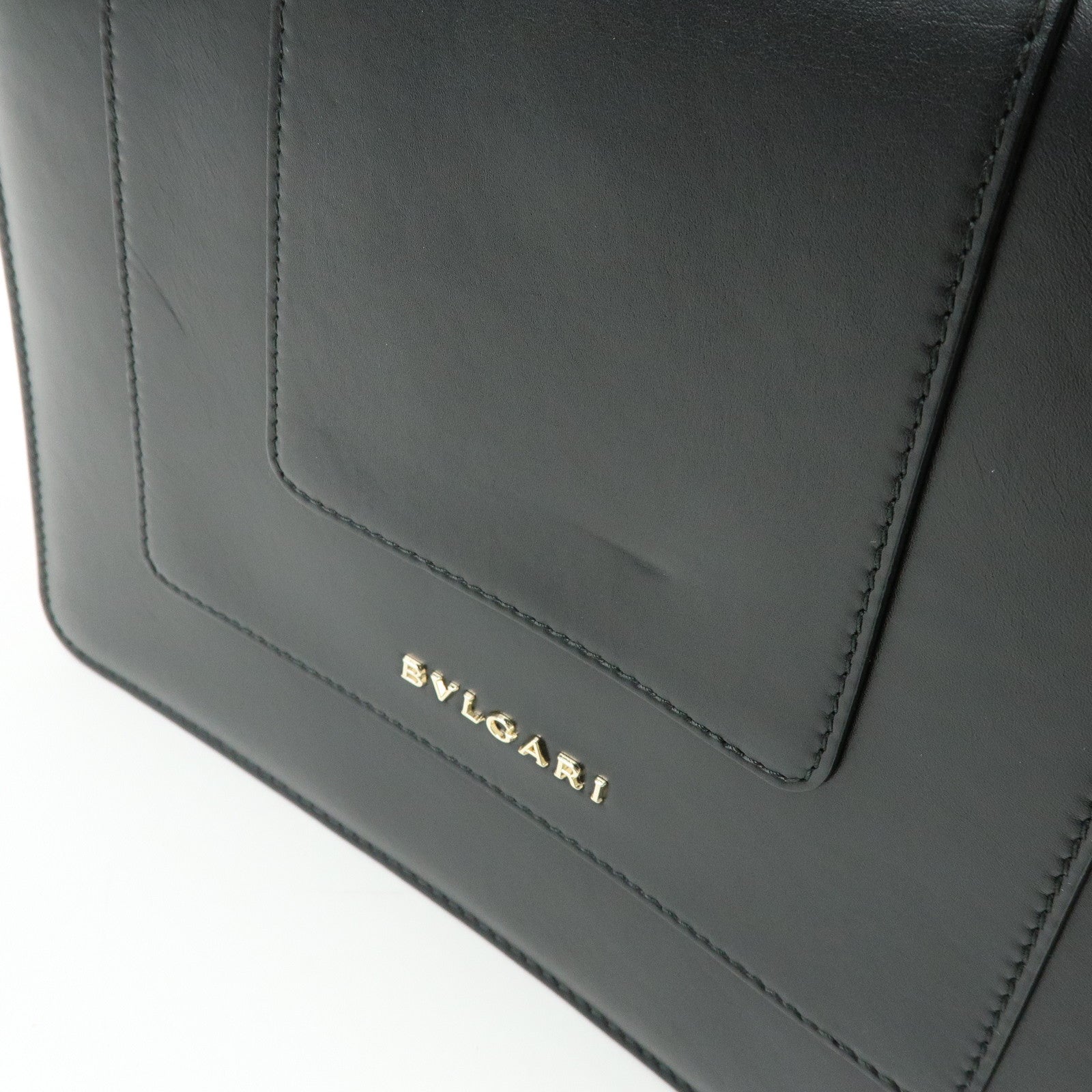 BVLGARI Serpenti Forever Top Handle Calf Leather Hand Bag Black