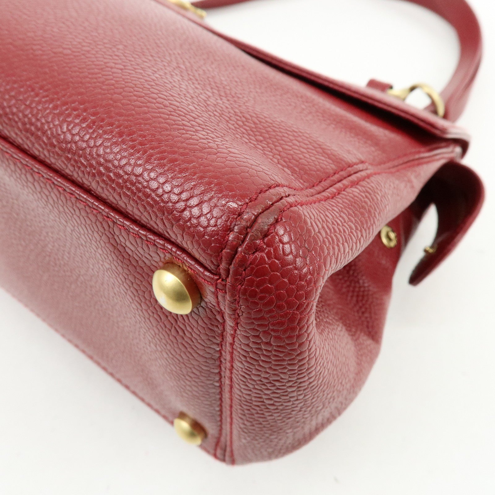 CHANEL Caviarskin Shoulder Bag Hand Bag Red