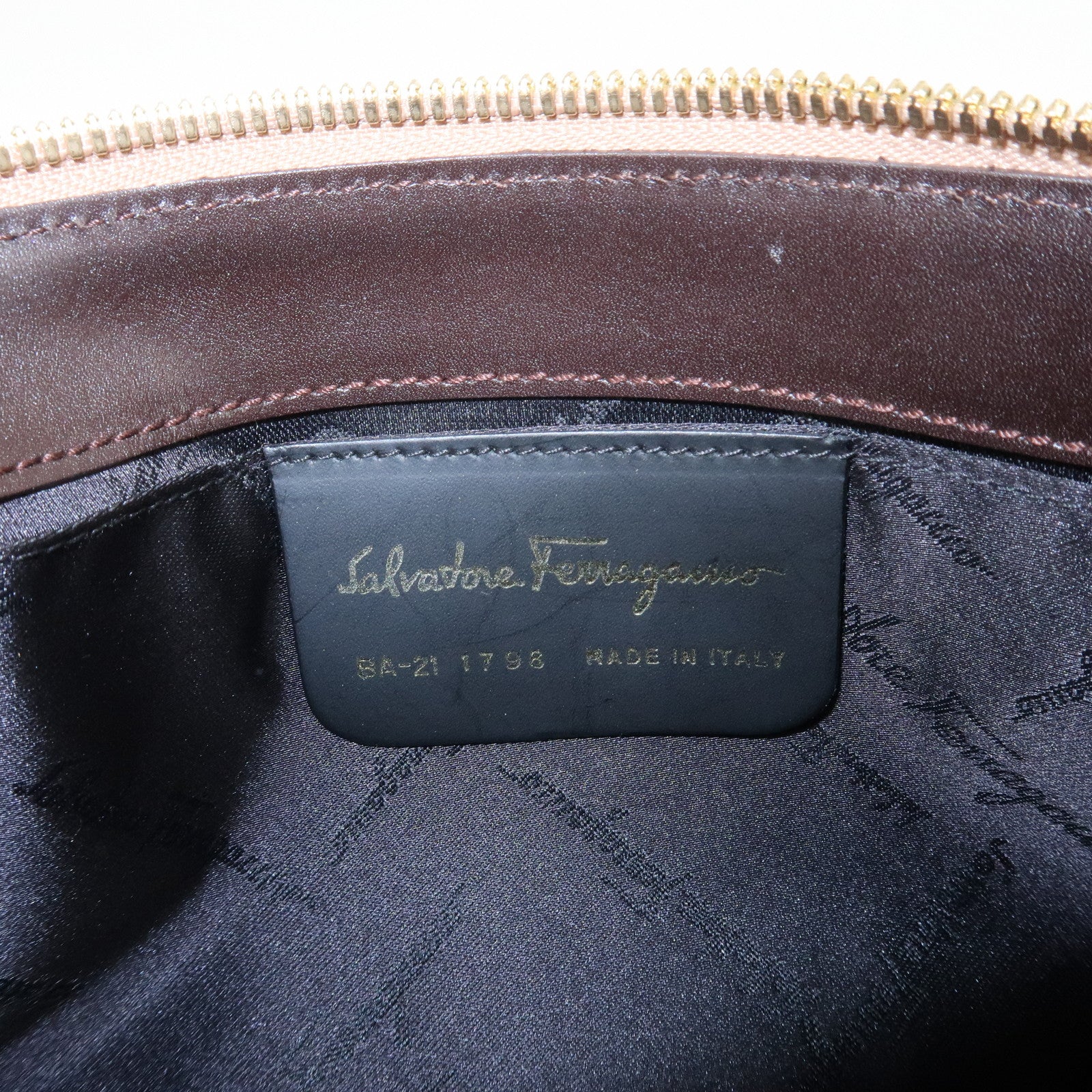 Ferragamo Gancini Canvas Leather Shoulder Bag Hand Bag Brown