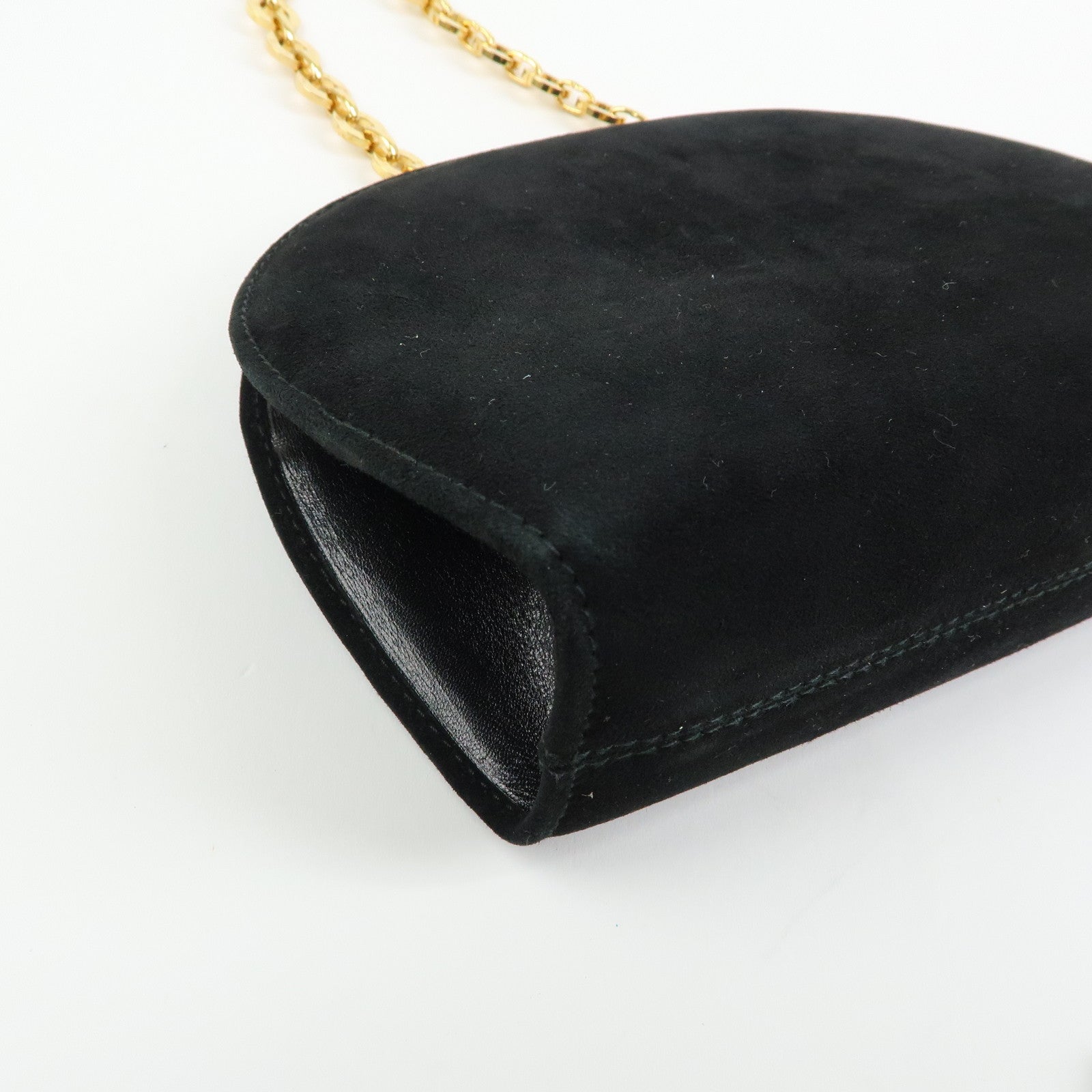 Ferragamo Gancini Suede Leather Chain Shoulder Crossbody Bag Black