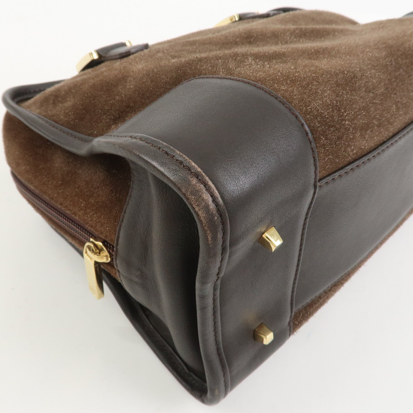 LOEWE Anagram Suede Leather Amazona 27 Hand Bag Brown