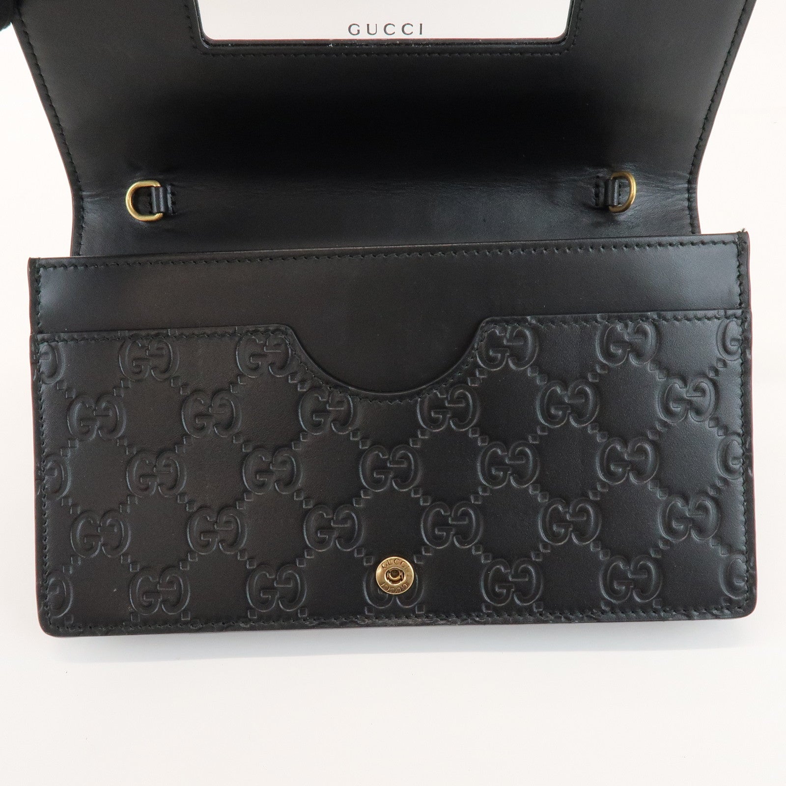 GUCCI Guccissima Leather Chain Long Wallet Cat Black 548060
