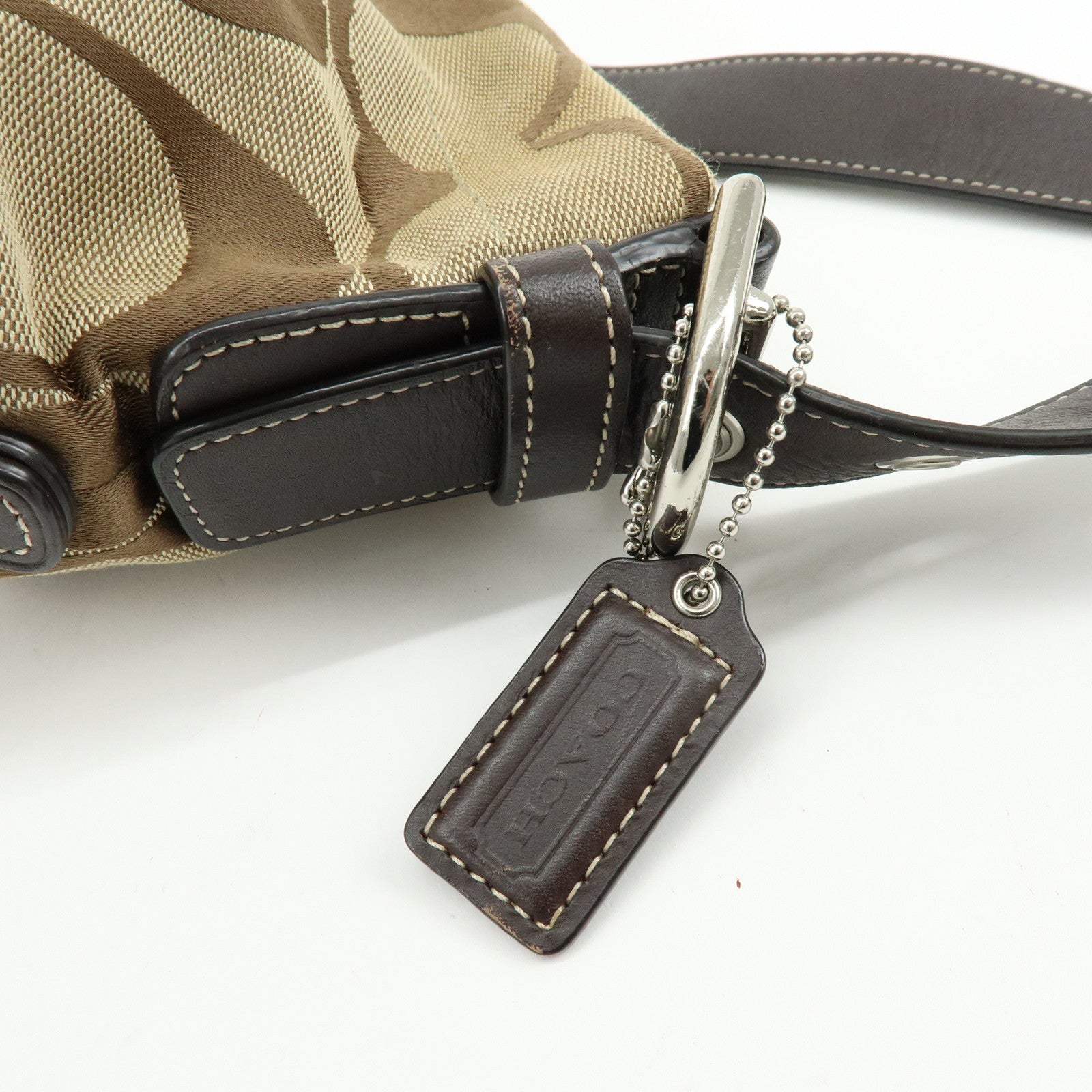 COACH Set of 2 Signature Canvas Leather Shoulder Bag Beige