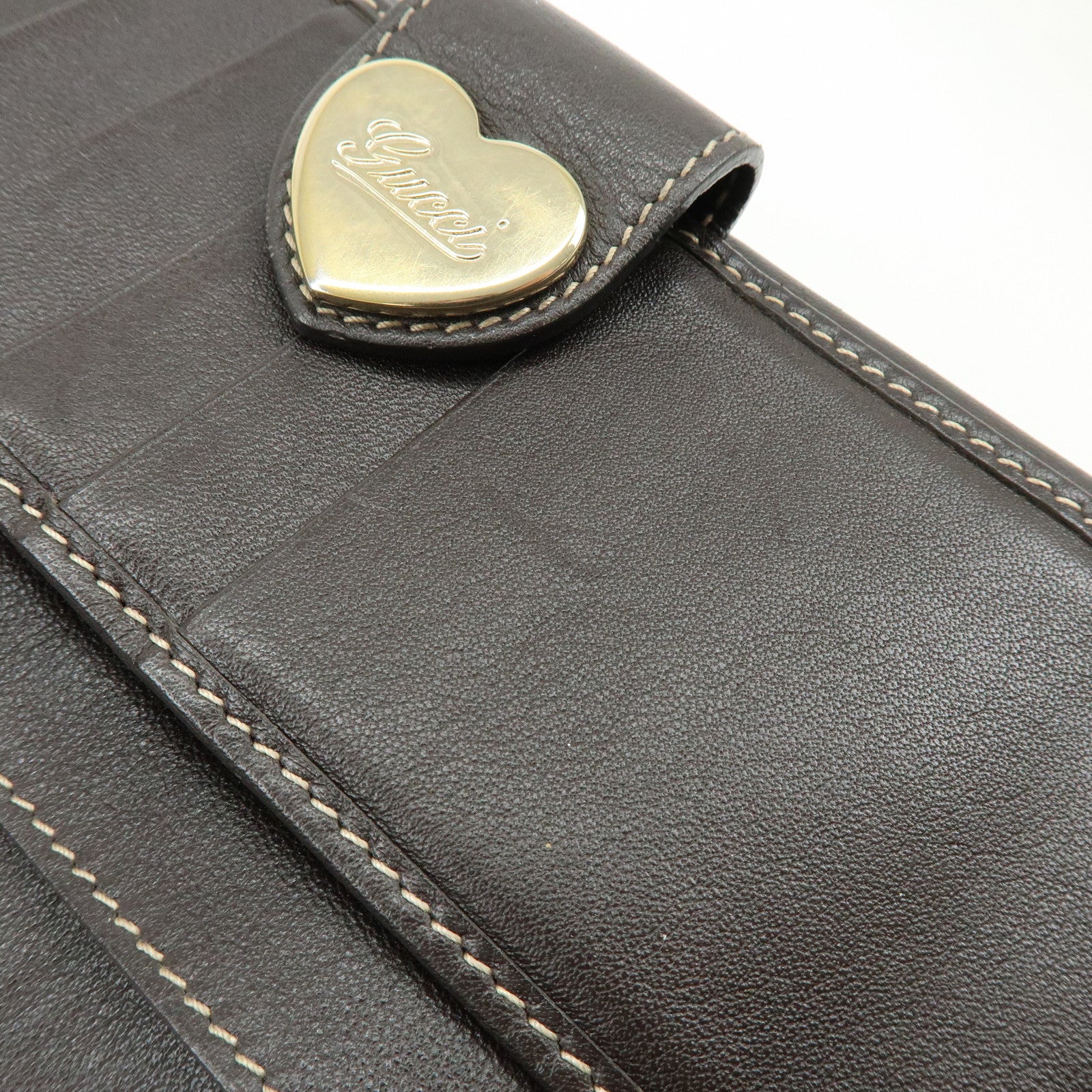 GUCCI GG Heart Logo Canvas Leather W Hook Long Wallet 203550