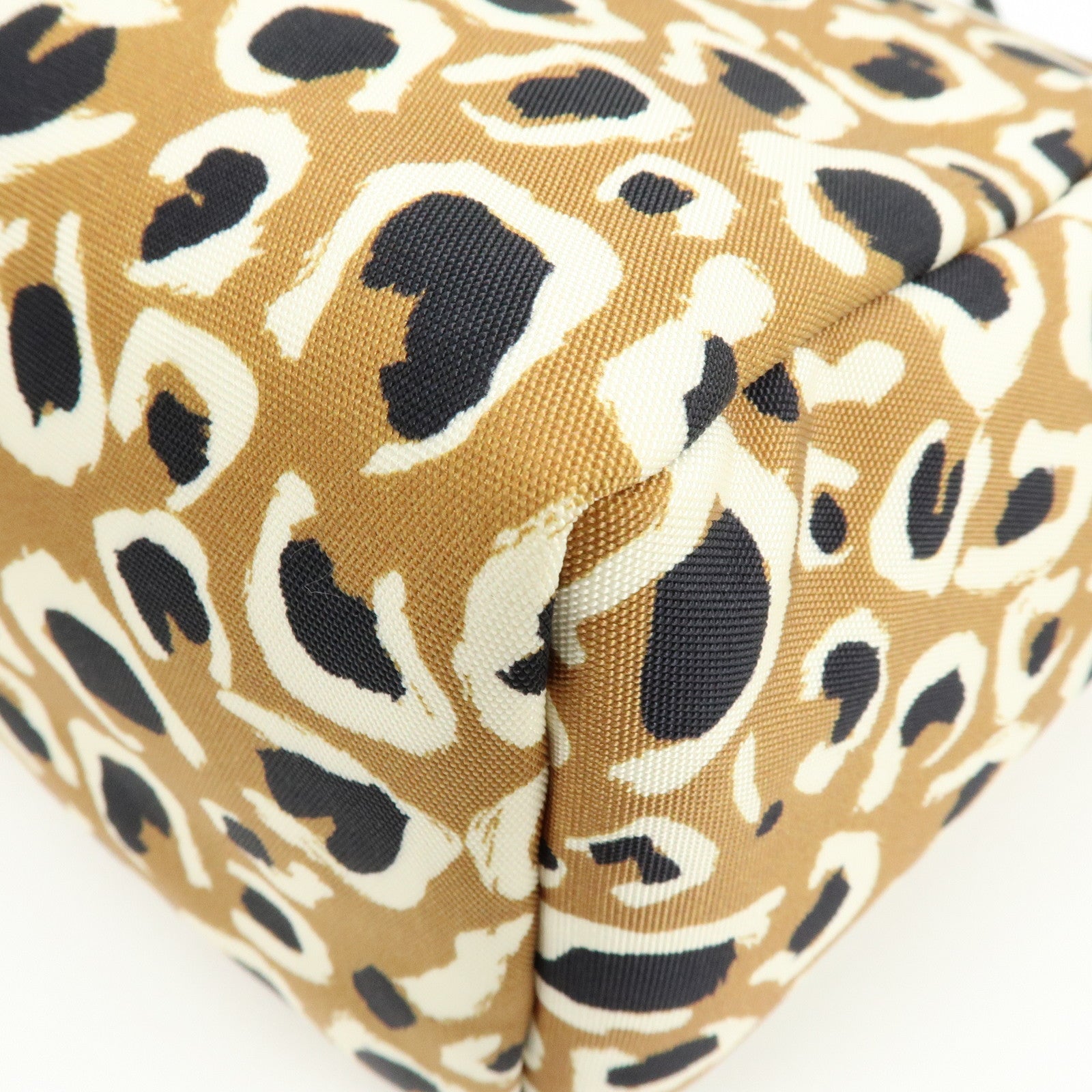 GUCCI Leopard Canvas Leather Tote Bag Hand Bag Beige Black 282439