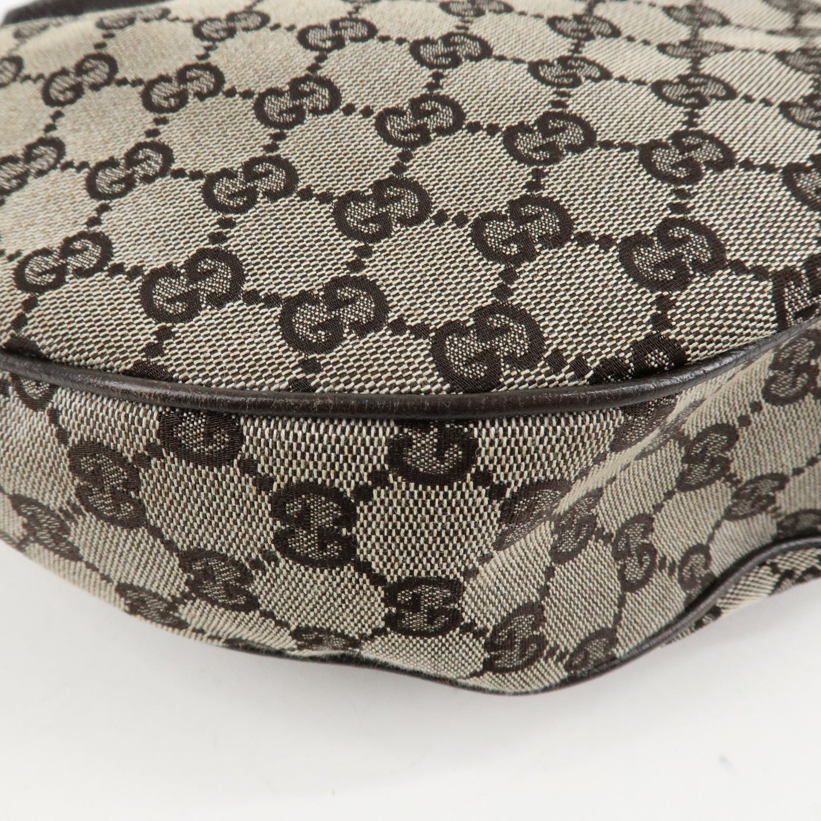 GUCCI GG Canvas Leather Shoulder Bag Hand Bag Brown 257297 Used