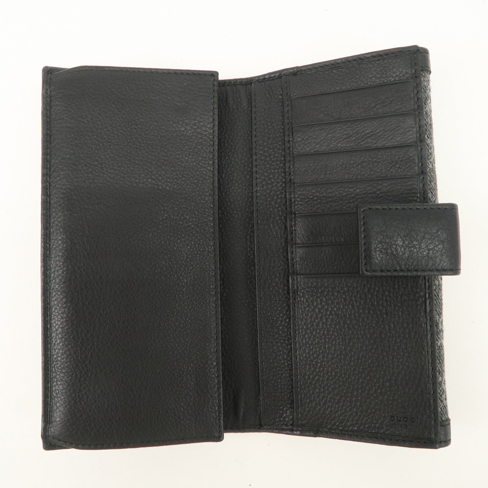 GUCCI Interlocking G Leather GG Wool Long Bi-fold Wallet 269903 Used