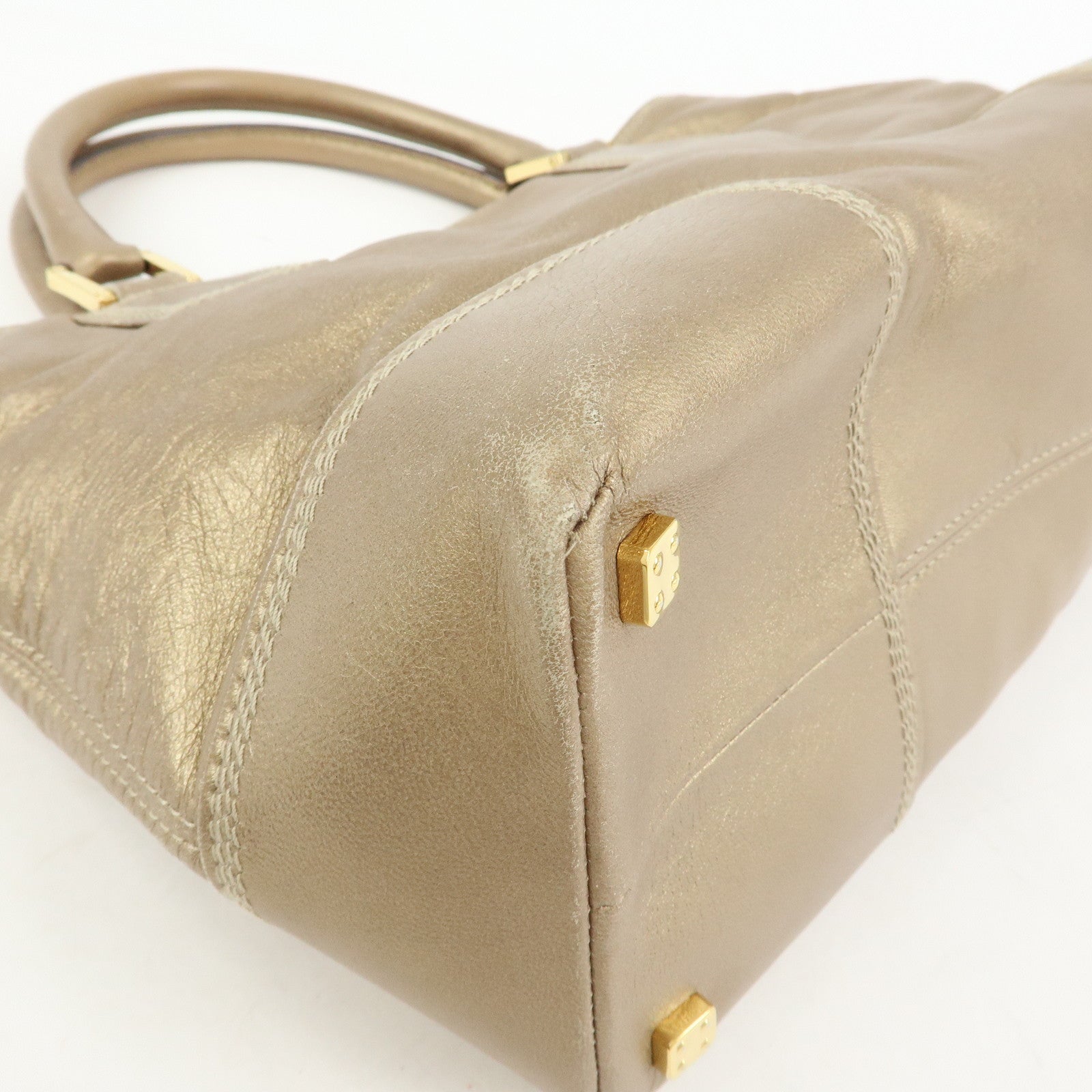 LOEWE Anagram Nappa Leather Tote Bag Hand Bag Gold
