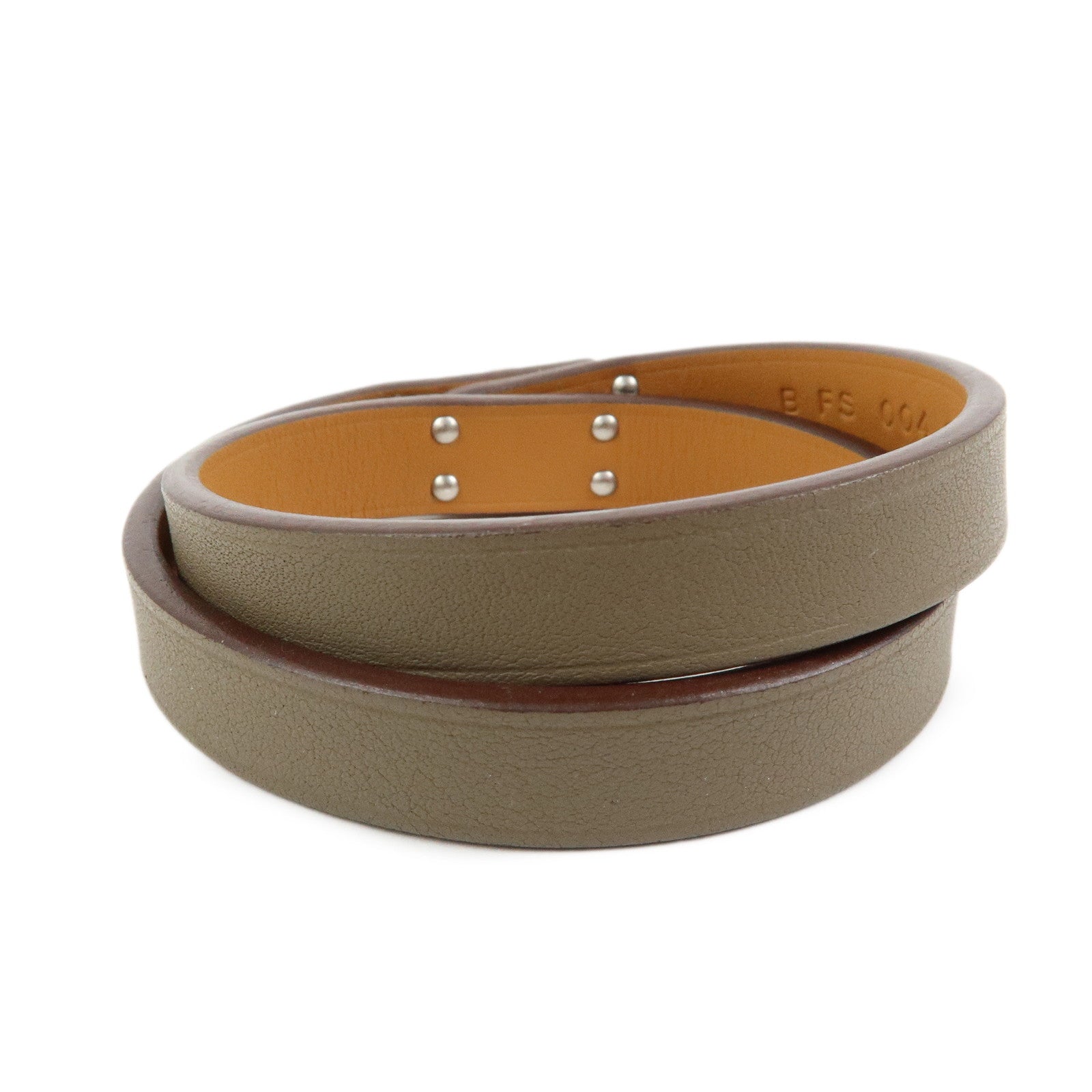 HERMES Leather Kelly Double Tour Bracelet B Stamped Greige