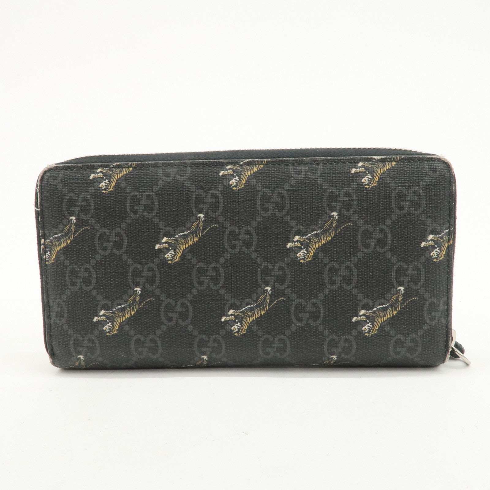 GUCCI Tiger Motif GG Supreme PVC Leather Round Zippy Wallet 575135