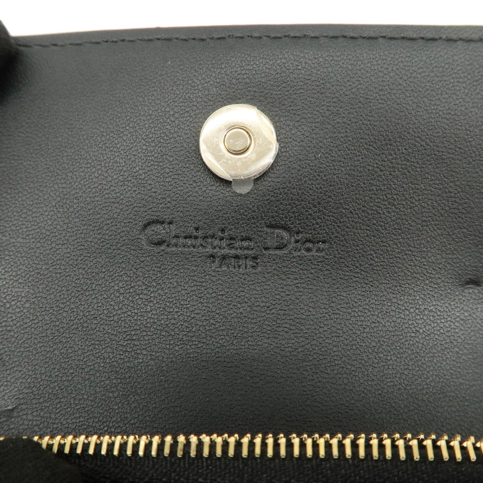 Christian Dior Cannage Leather Compact Wallet Black