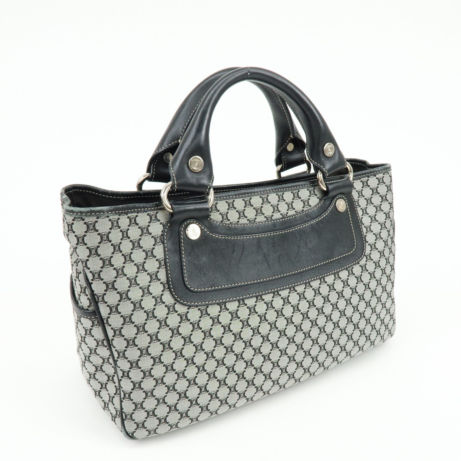 CELINE Macadam Canvas Leather Boogie Bag Hand Bag Navy