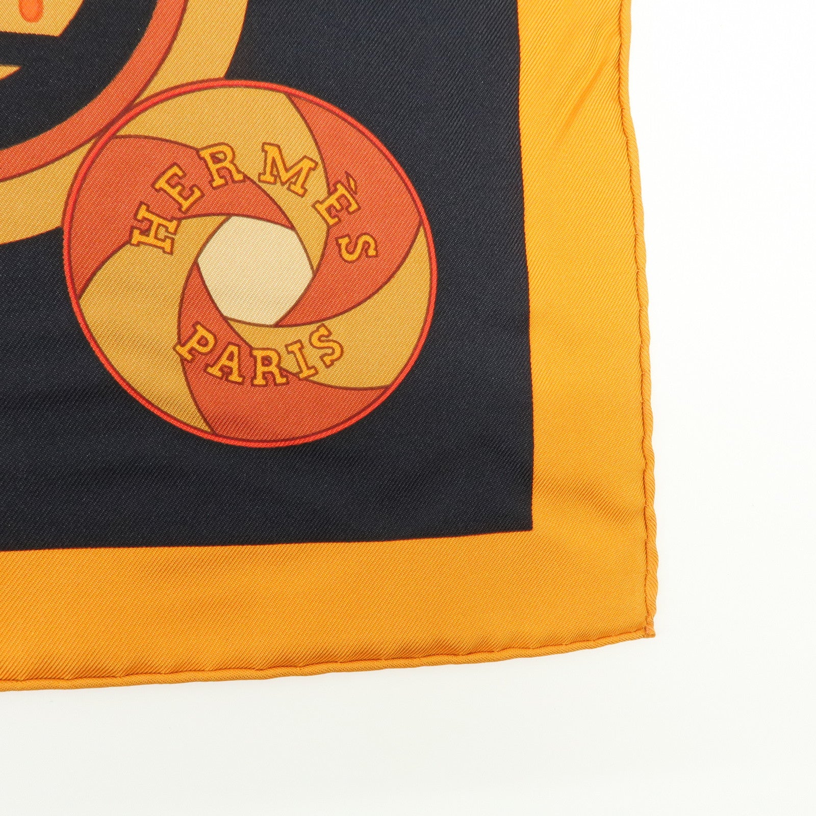 HERMES Carre 90 Silk 100% Scarf SEQUENCES Horse Print Orange Black