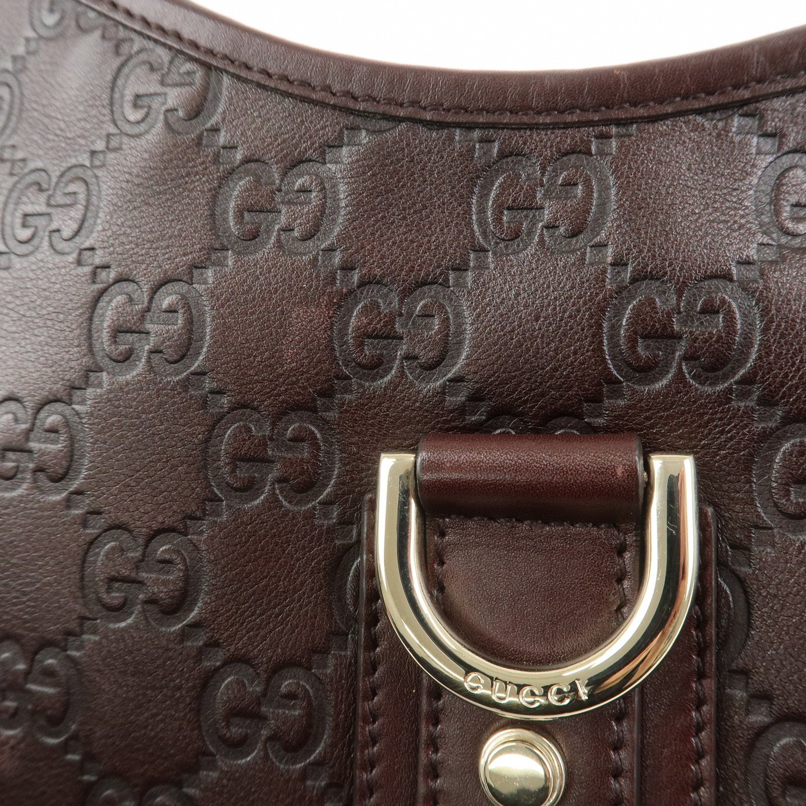 GUCCI Abbey Guccissima Leather Shoulder Bag Dark Brown 130738