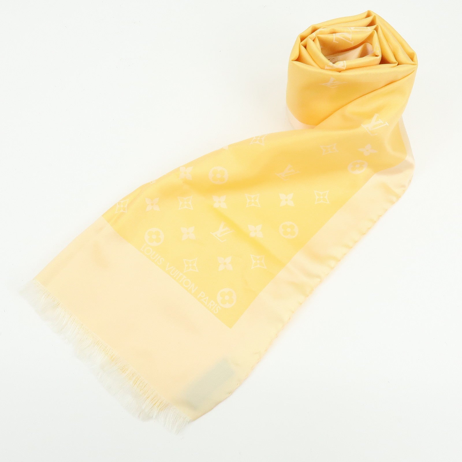 Louis Vuitton Monogram Echarpe Capri Silk 100% Scarf Orange