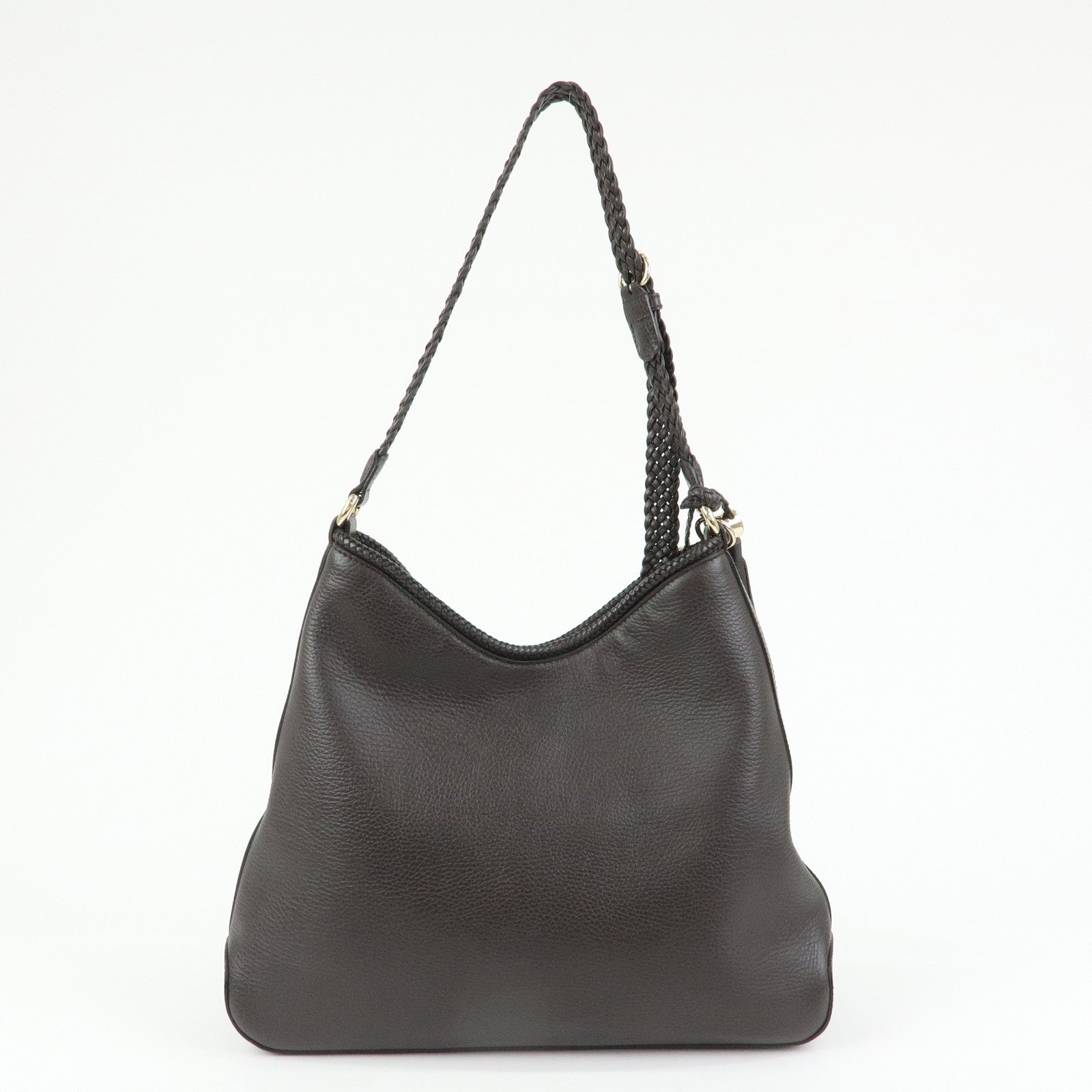 GUCCI Leather Tassel Shoulder Bag Hand Bag Dark Brown 336659