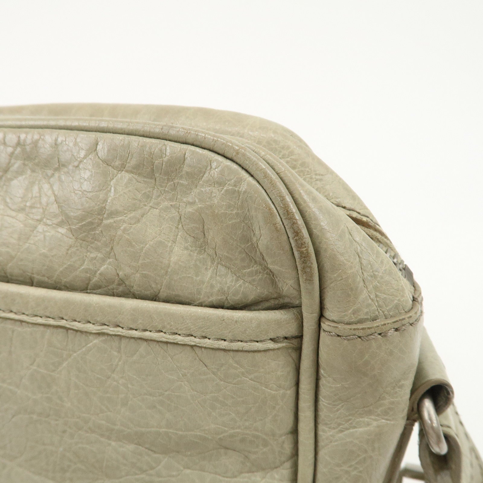 BALENCIAGA Leather Classic Reporter Shoulder Bag Beige 272861