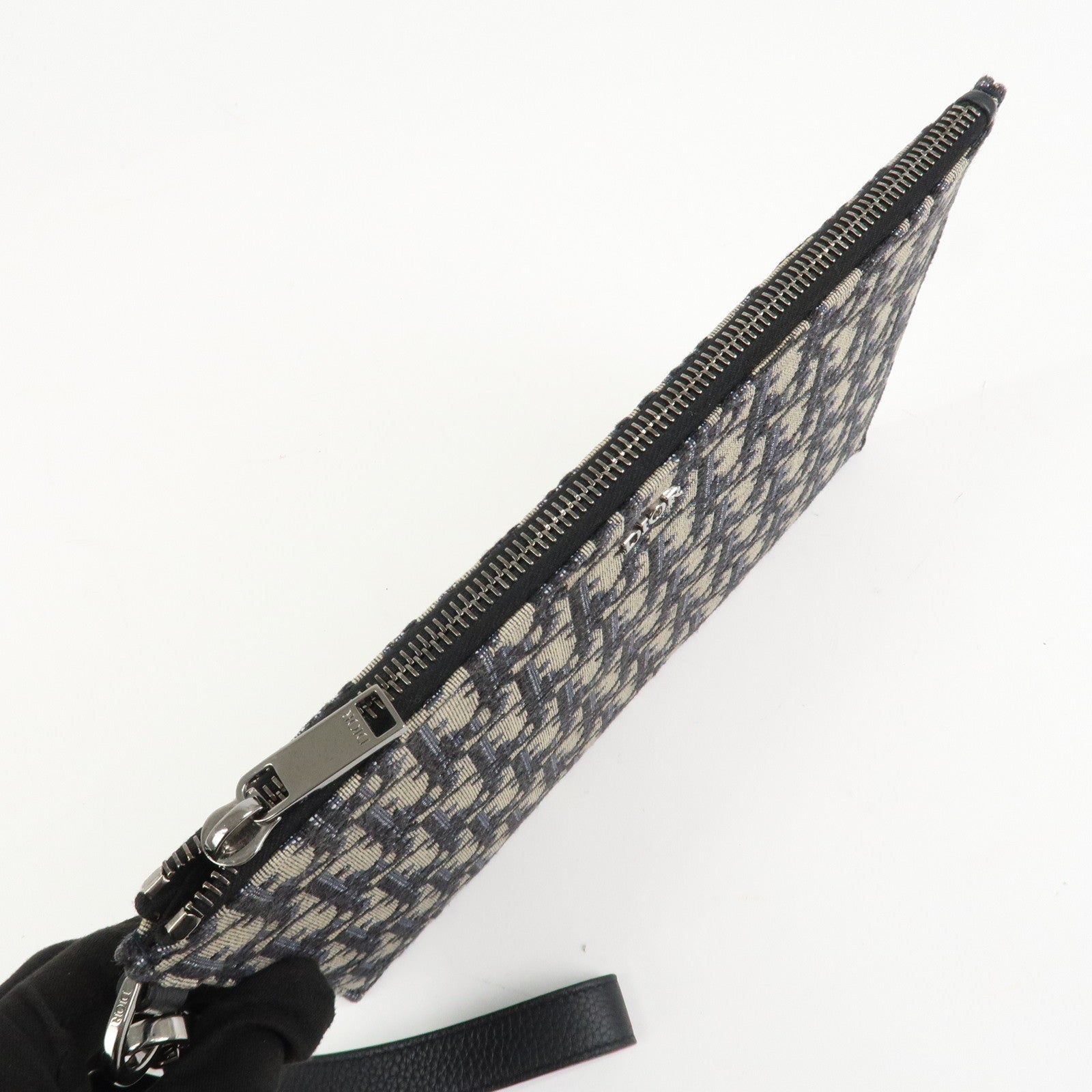 Christian Dior Oblique Canvas Clutch Bag Pouch Navy