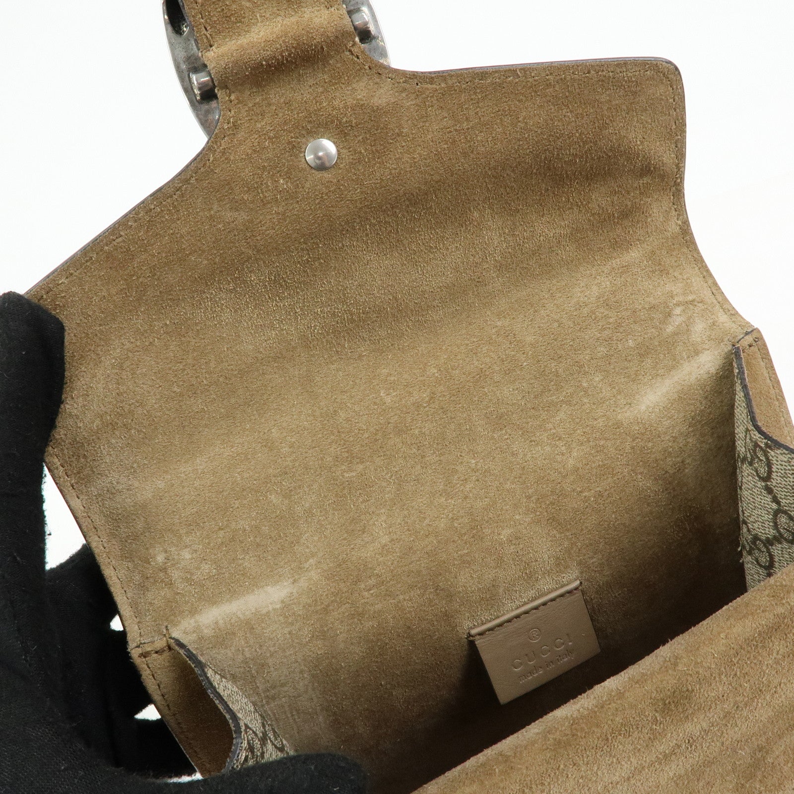 GUCCI Dionysus GG Supreme Suede Shoulder Bag Beige Brown 421970