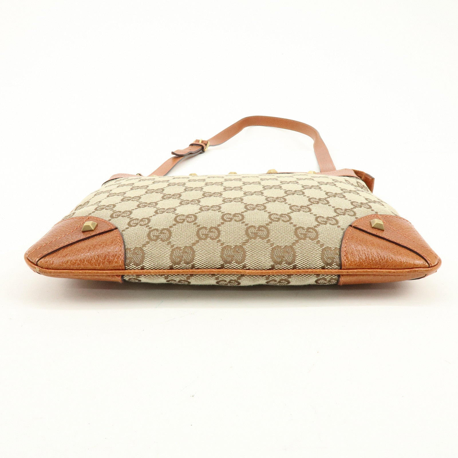 GUCCI GG Canvas Leather Shoulder Crossbody Bag Beige Brown 120893