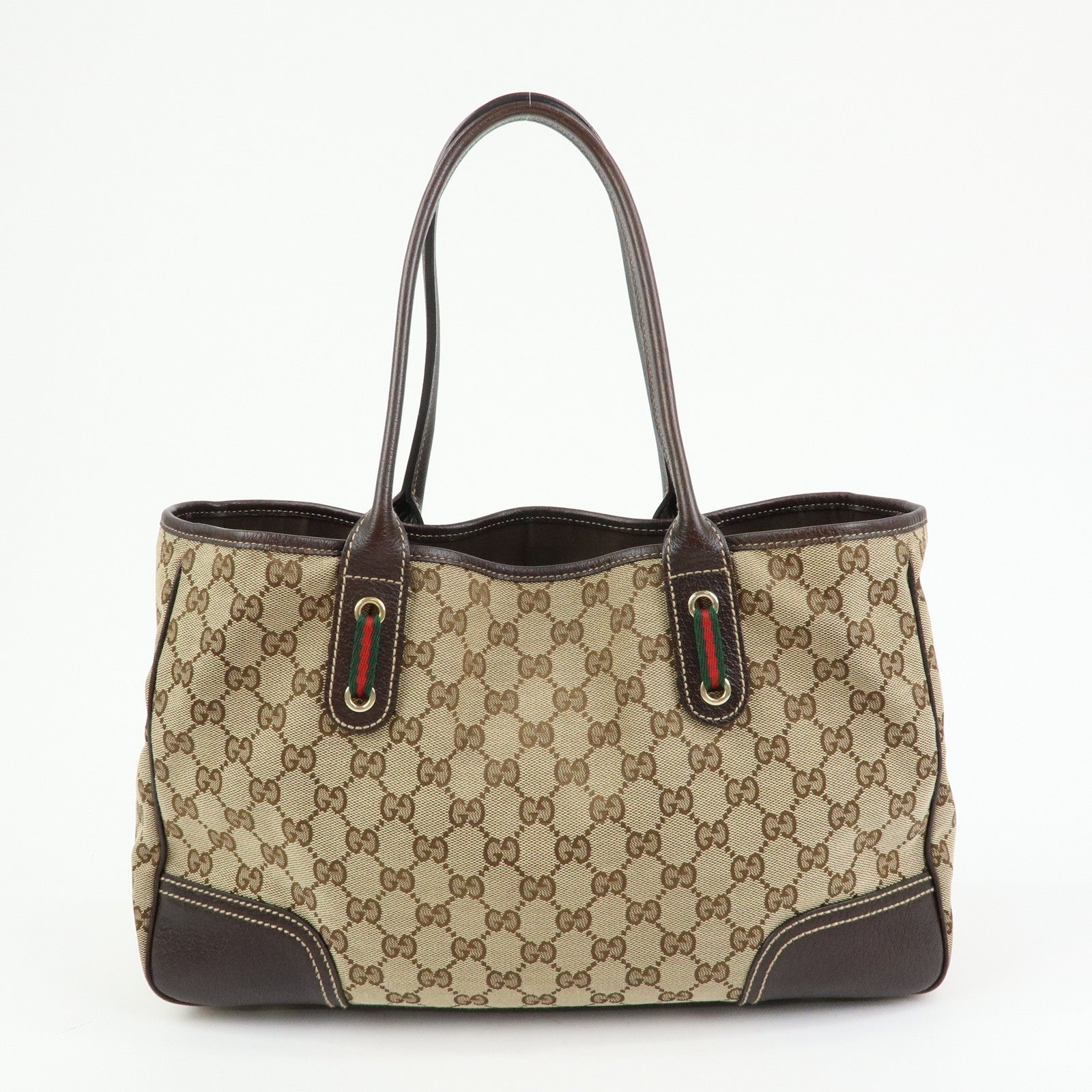 GUCCI Princy Sherry GG Canvas Leather Tote Bag Hand Bag 163805