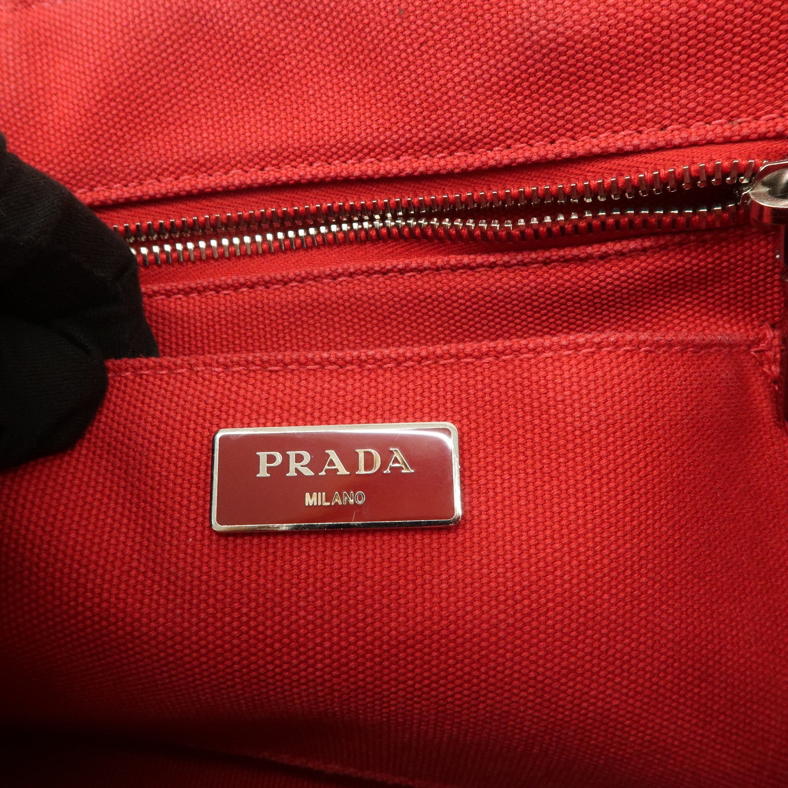PRADA Canapa Mini Canvas Hand Bag Castilian Red BN2439