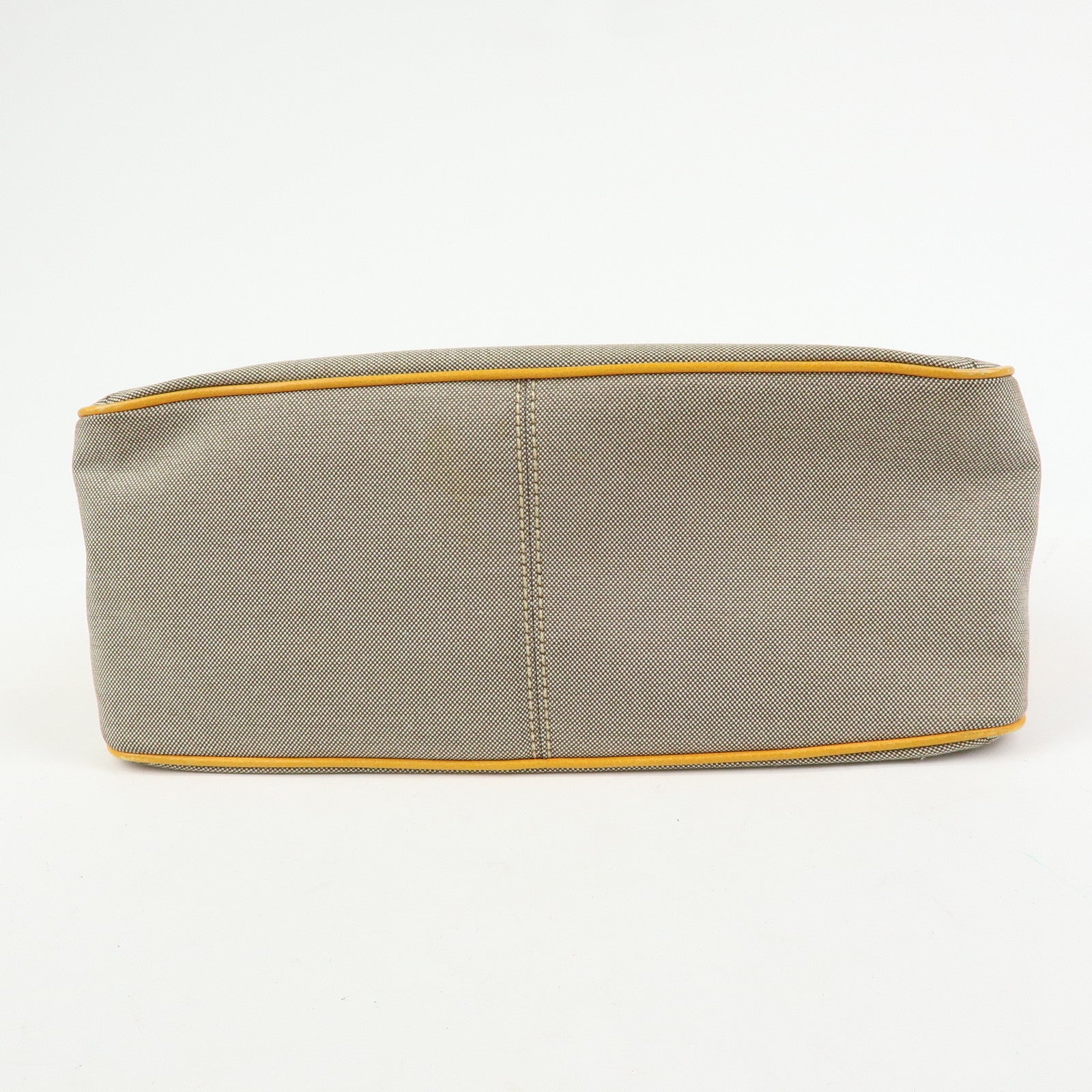 CELINE Leather Canvas Boogie Bag Hand Bag Yellow Gray