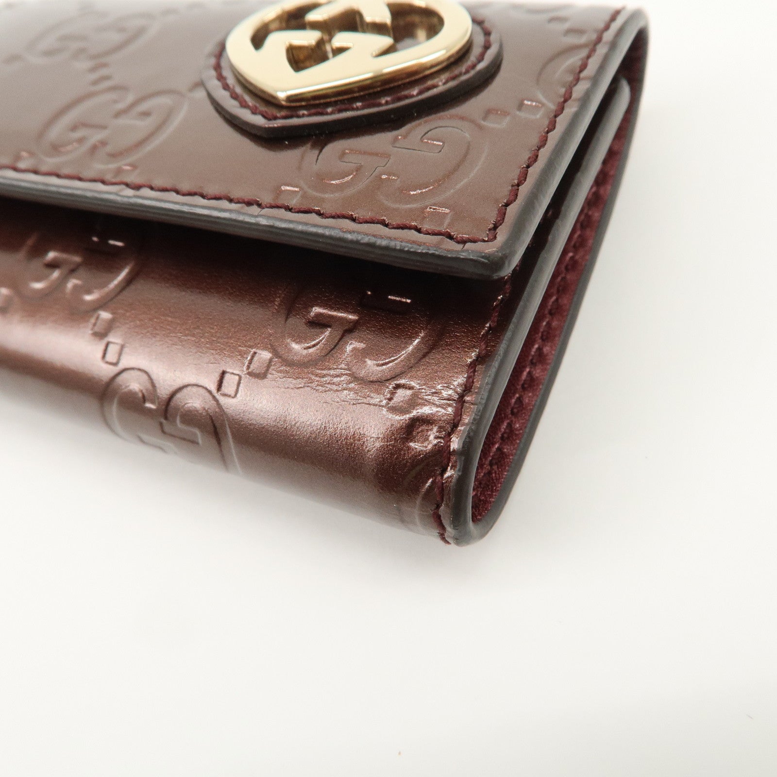 GUCCI Lovely Heart Guccissima Leather 6 Rings Key Case Brown 257217