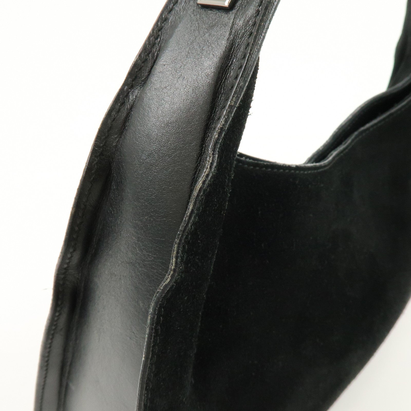 GUCCI Suede Leather Shoulder Bag Hand Bag Black 001・3767