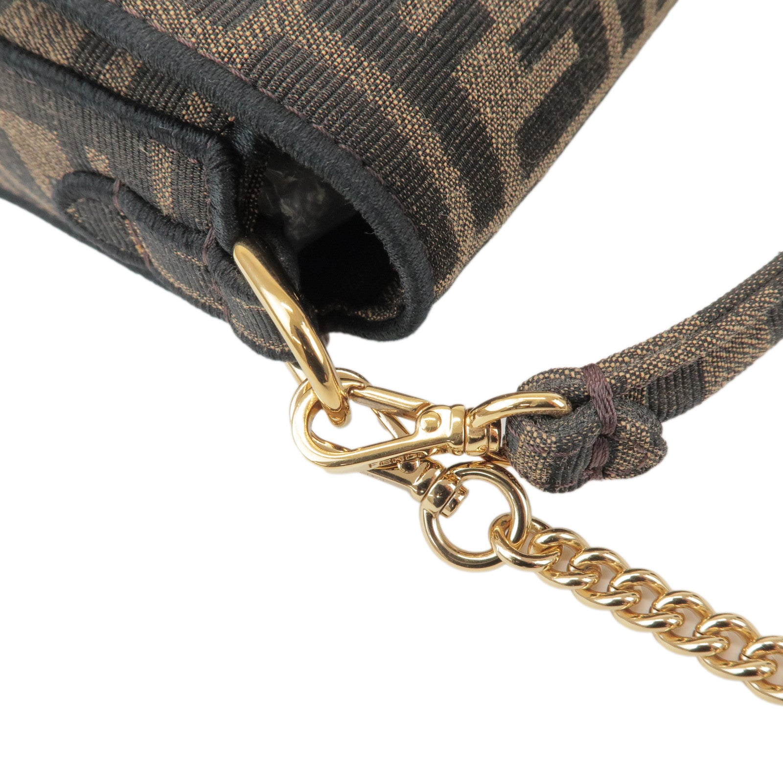 FENDI Baguette Mini Zucca Canvas 2Way Shoulder Bag Brown 8BS017