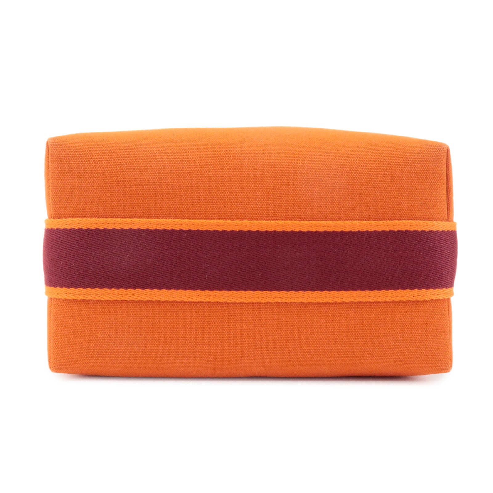HERMES Canvas Bride A Brac PM Hand Bag Orange Silver HDW Used