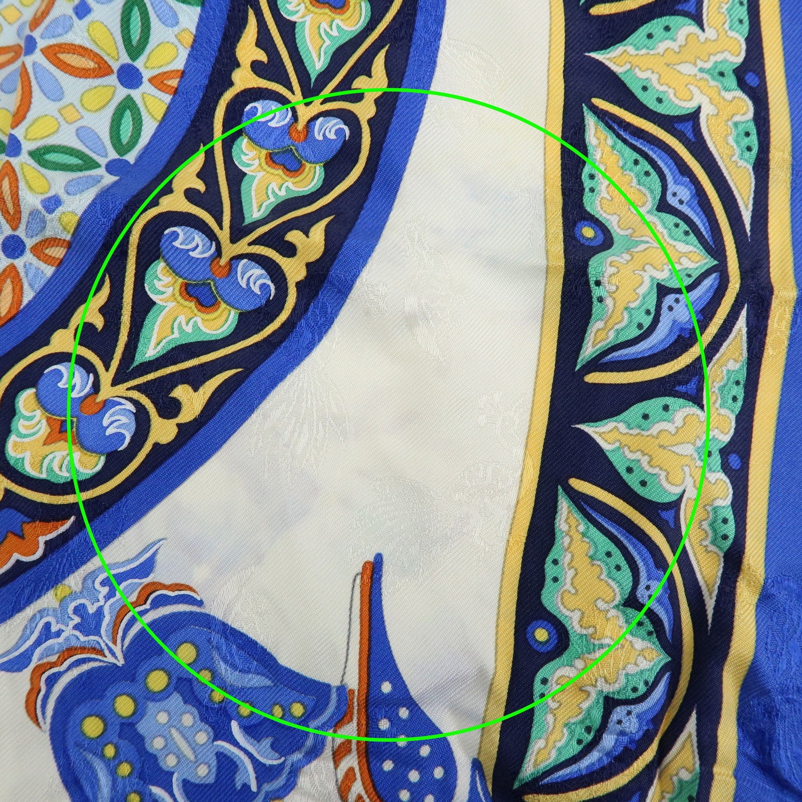 HERMES Carre 90 Silk 100% CIELS BYZANTINS Scarf Blue Gold
