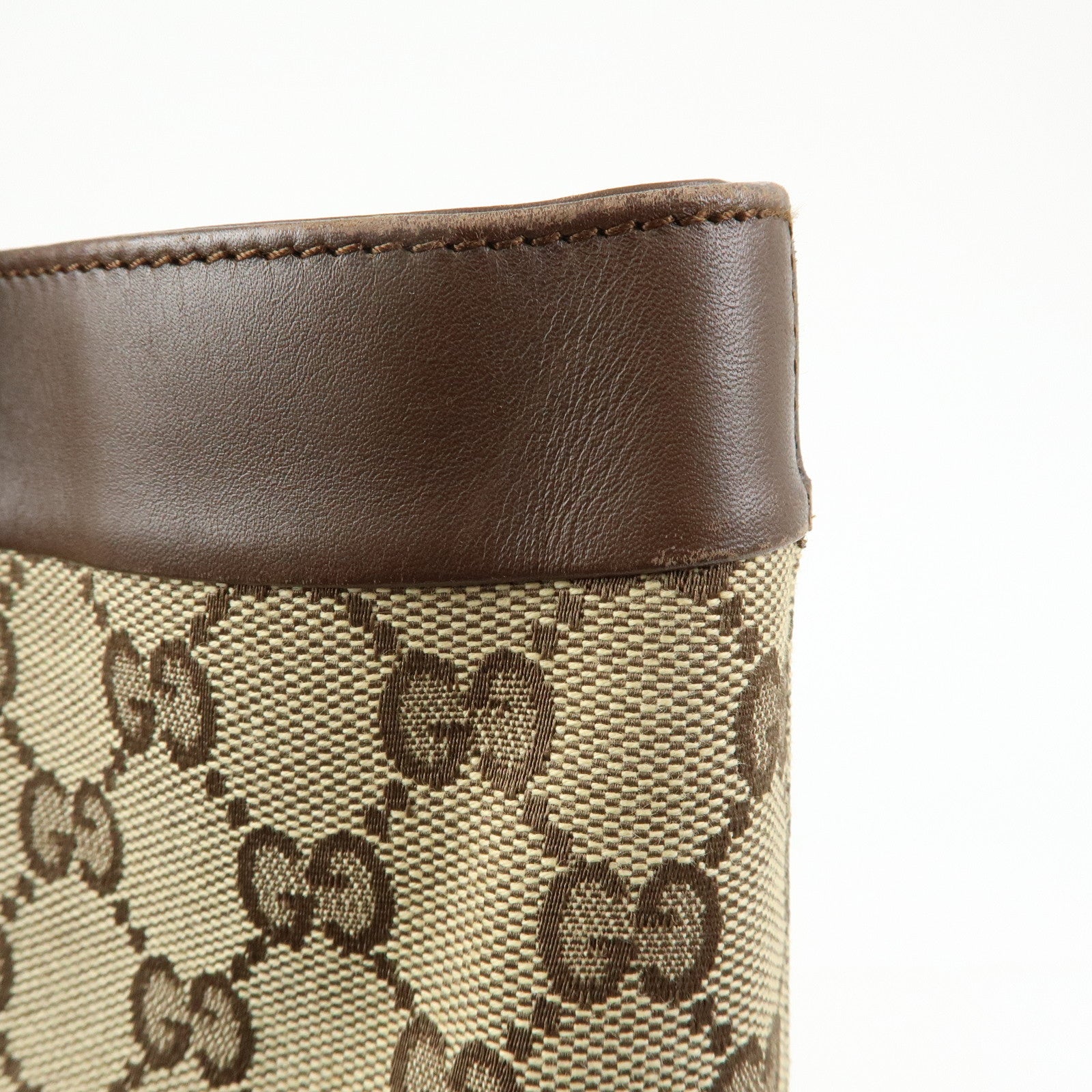 GUCCI GG Canvas Leather Tote Bag Hand Bag Beige Brown 002・1121