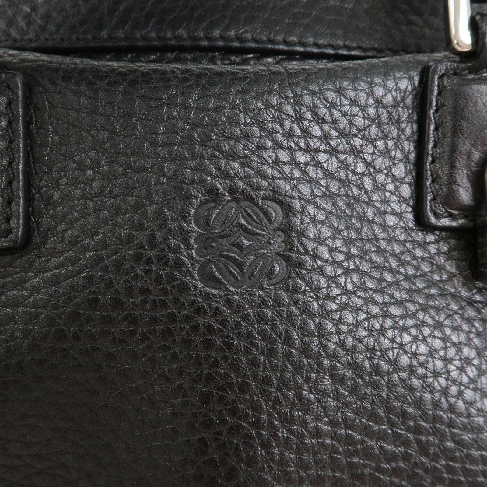 LOEWE Anagram Calf Leather Hand Bag Mini Boston Bag Black