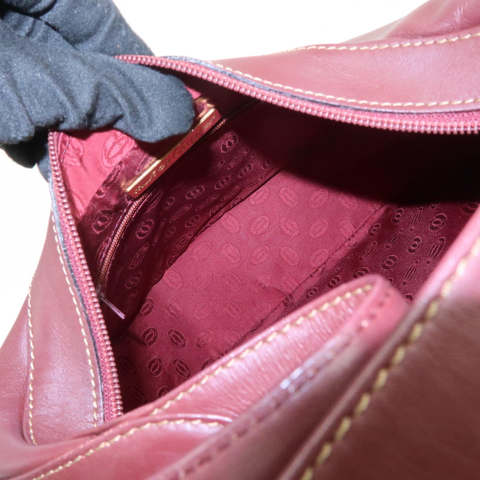 Cartier Must de Cartier Leather Shoulder Bag Bordeaux