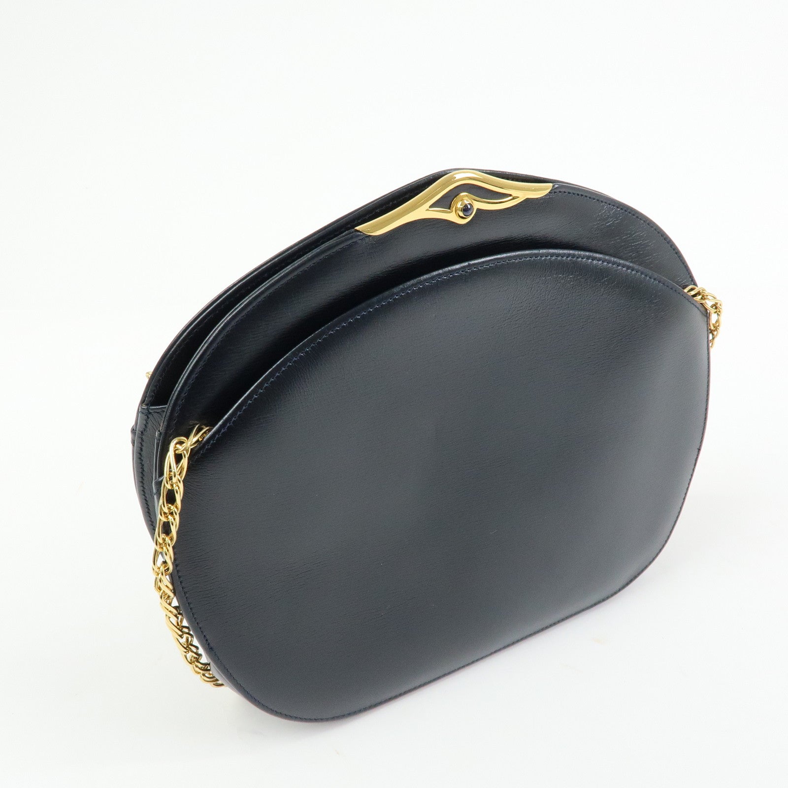 Cartier Sapphire Line Leather Shoulder Bag Crossbody Bag Dark Navy