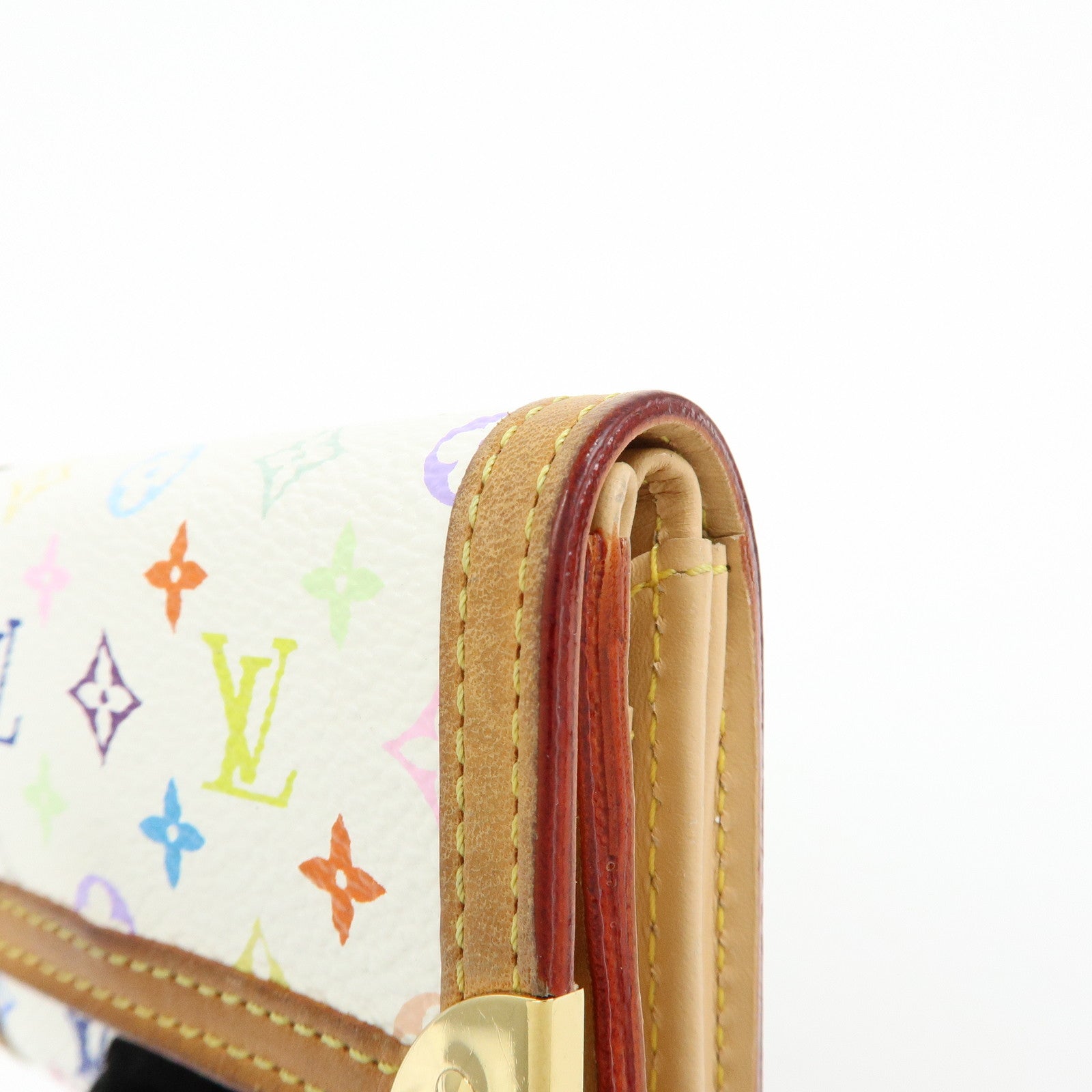 Louis Vuitton Multicolor Porte Monnaie Plat Coin Case Blanc M92657