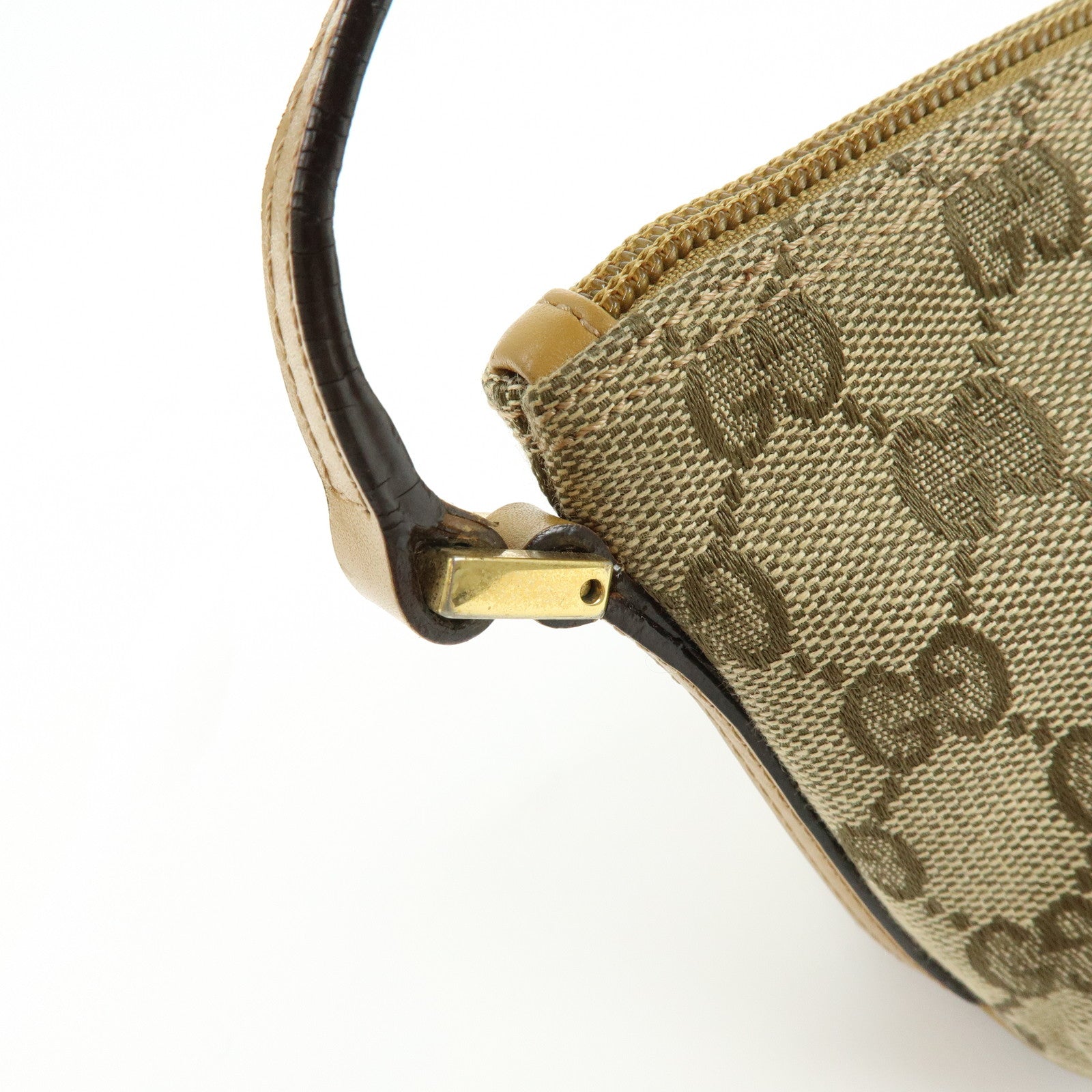 GUCCI Boat Bag GG Canvas Leather Hand Bag Beige Yellow 039・1103