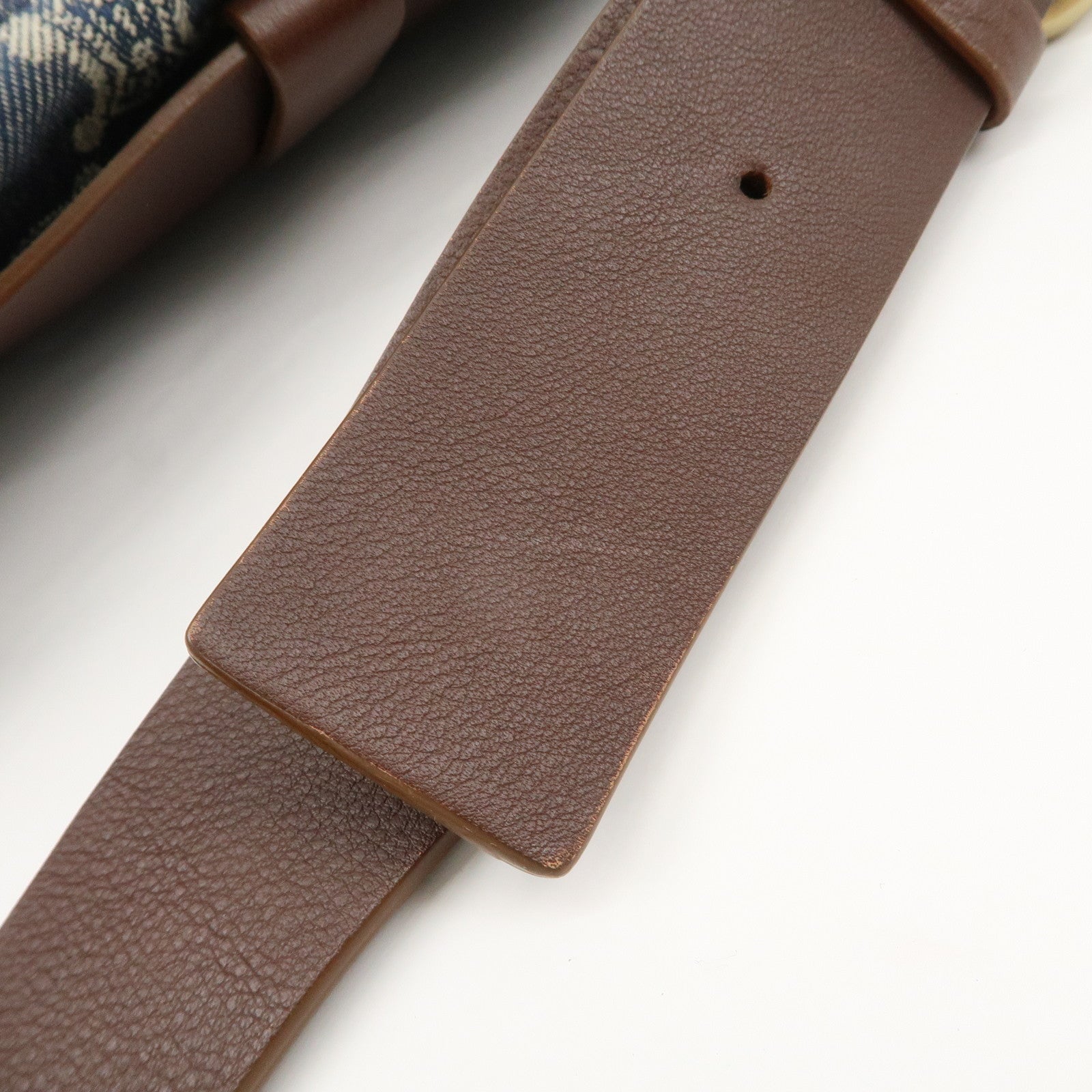 CELINE Macadam Waist Bag Denim Navy Dark Brown Gold HDW Used