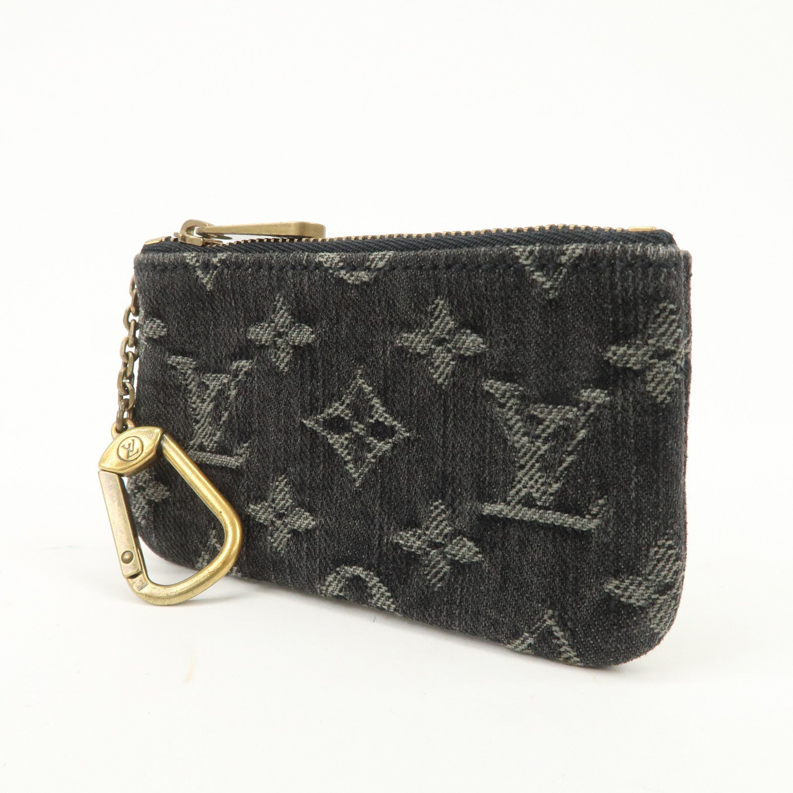 Louis Vuitton Monogram Denim Pochette Cles Coin Case Black M95616