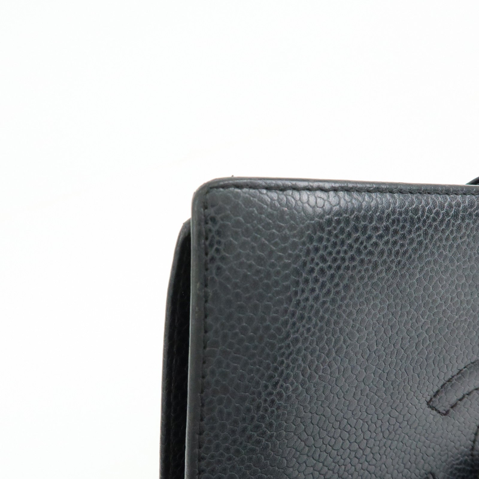 CHANEL COCO Mark Caviarskin Bi-Fold Long Wallet Black A13498