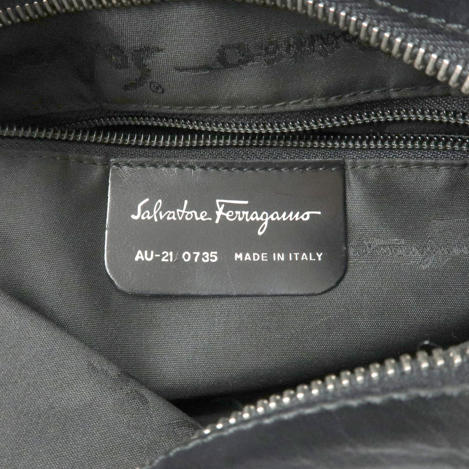 Ferragamo Nylon  Canvas One Shoulder Bag Black Silver Hardware Used
