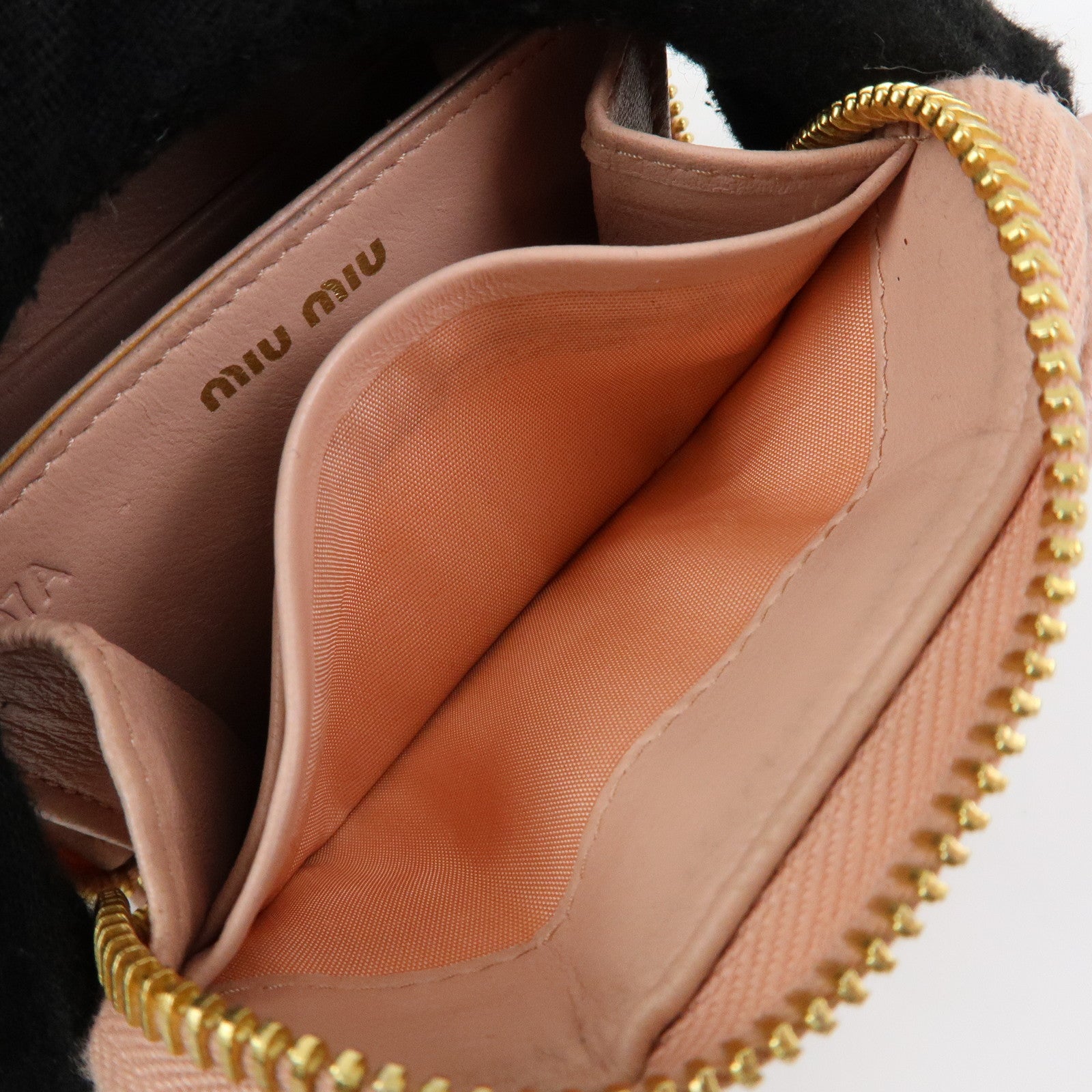 MIU MIU Matelasse Nappa Leather Compact Zippy Wallet Pink