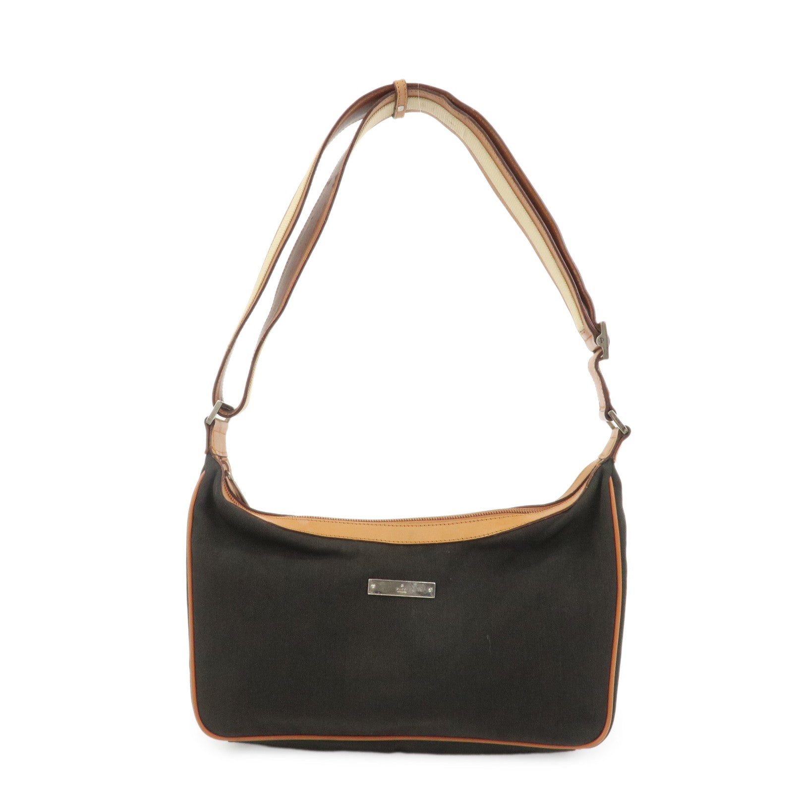 GUCCI Canvas Leather Shoulder Bag Hand Bag Dark Brown 019・0460