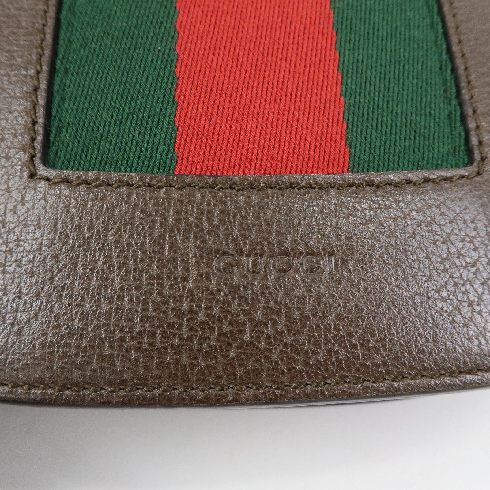 GUCCI Sherry Leather Shoulder Bag Totem Crystal Heart Brown 500756