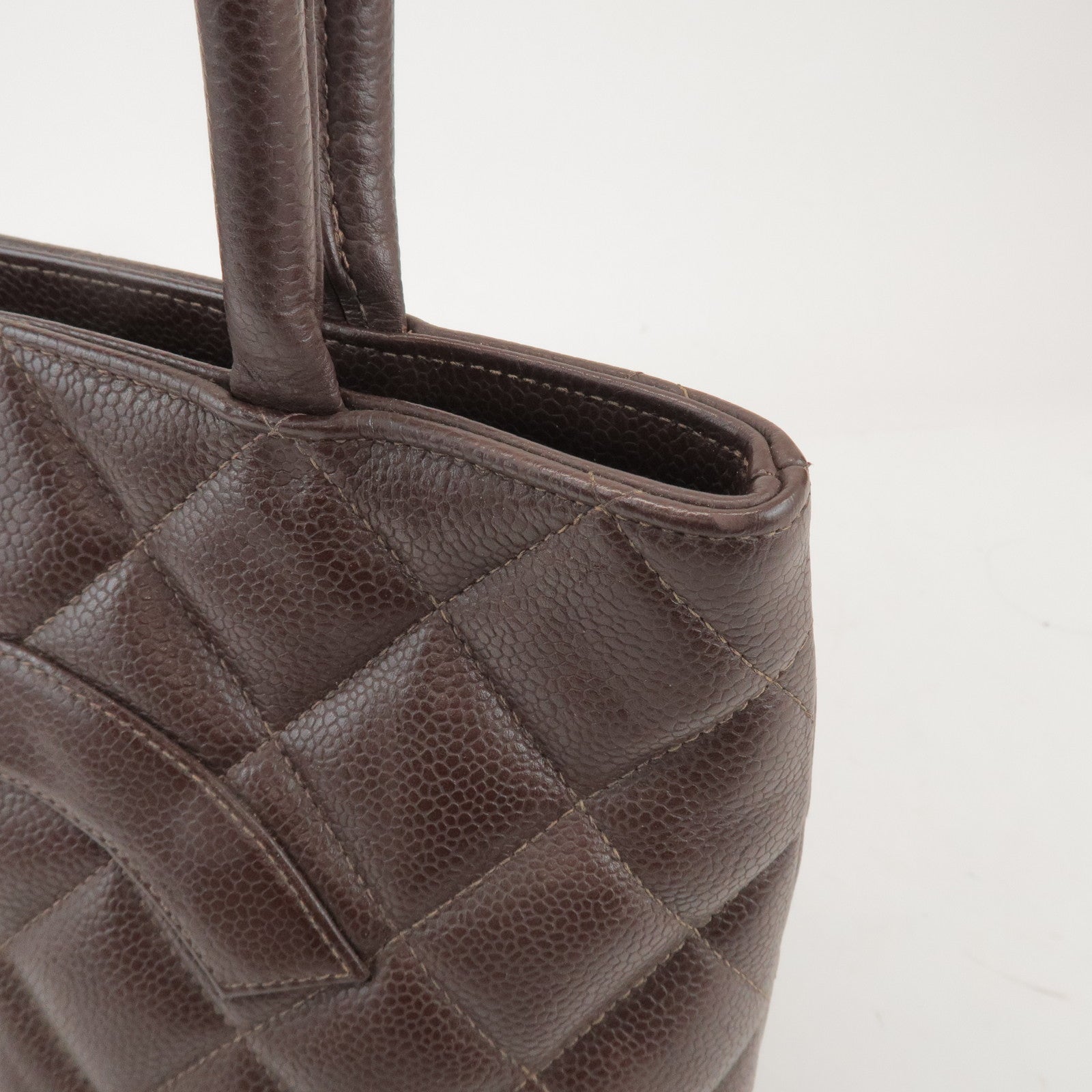 CHANEL Matelasse COCO Mark Caviarskin Medallion Tote Bag A01804