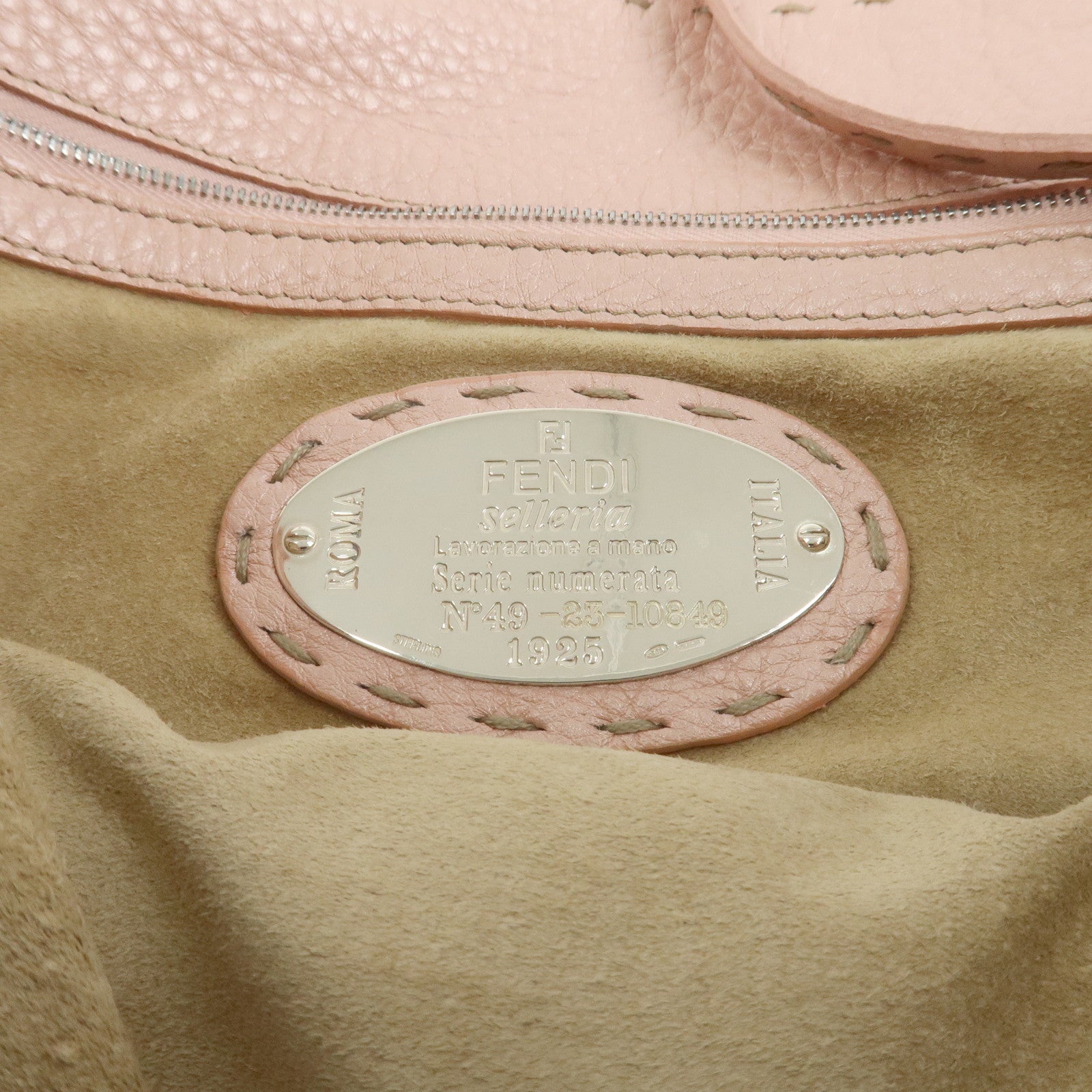 FENDI Seleria Linda Leather Shoulder Bag Hand Bag Pink 8BR442